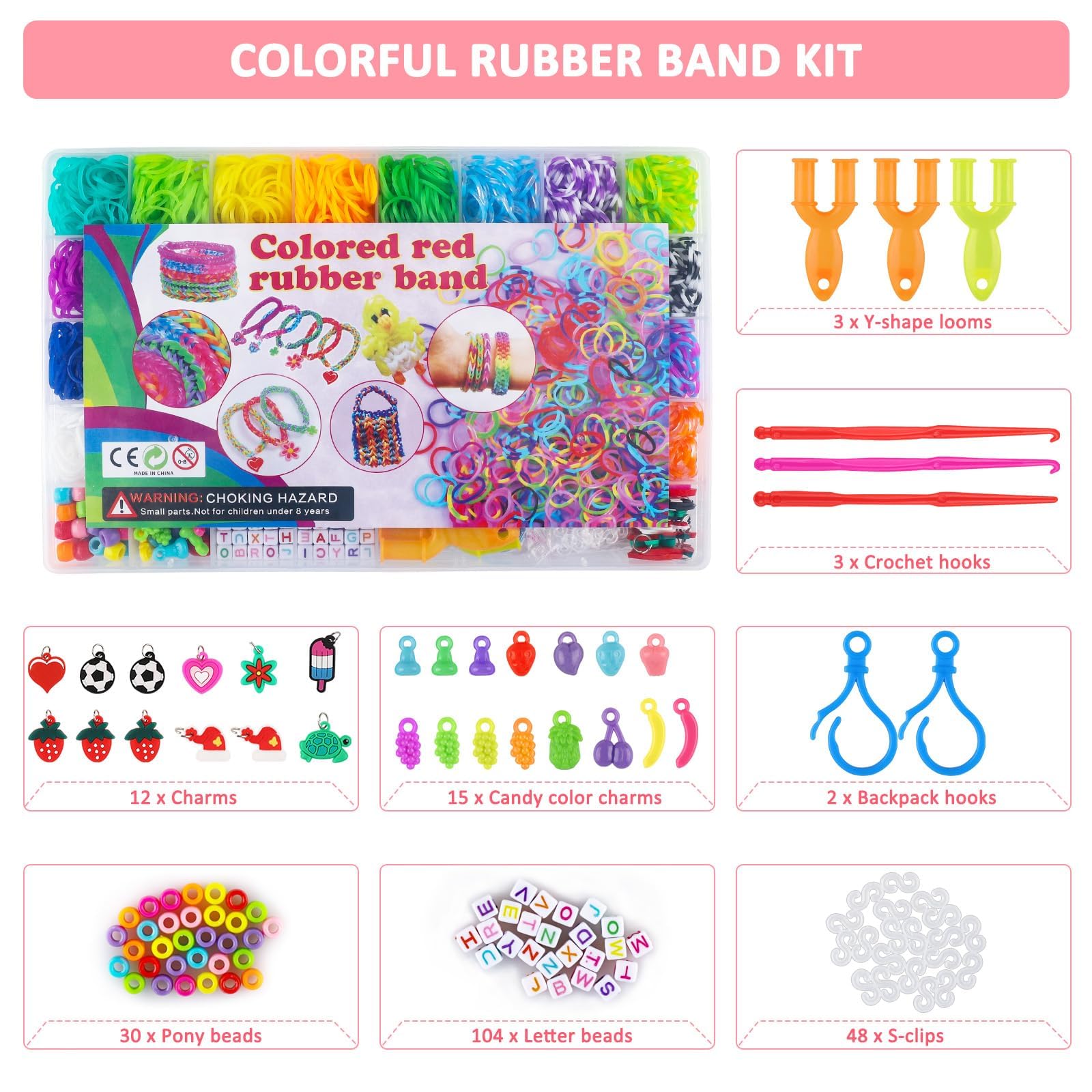 Loom Bänder Set Für Kinder – Inkl. Einhorn-Webkamm, 1000 Gummibänder & Zubehör, Bastelset Für Armbänder Ab 6 Jahren