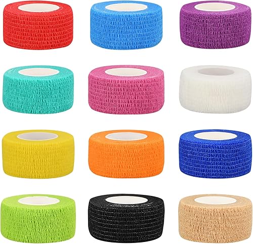 12 piezas de vendajes autoadhesivos de 2 pulgadas, 5 yardas, vendajes veterinarios para deportes, muñeca, tobillo, hinchazón