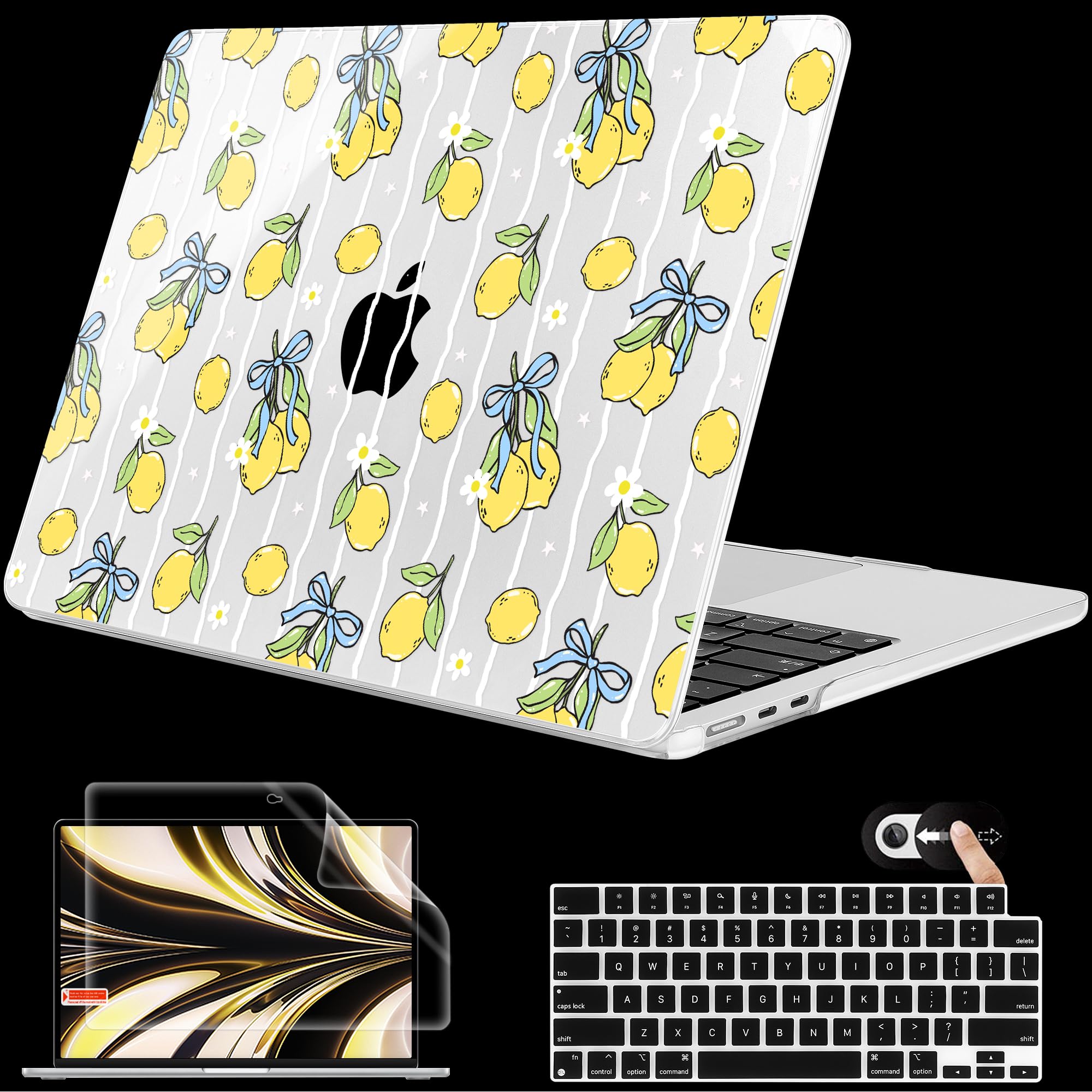Mektron for 2026 MacBook Air 13-inch M5 Laptop Case A3449 with 13.6-inch Liquid Retina Display Fits 2025 A3240 M4 2024 A3113 M3 2023 A2681 M2 Printed Shell for MacBook Air 13.6", Girly Lemons