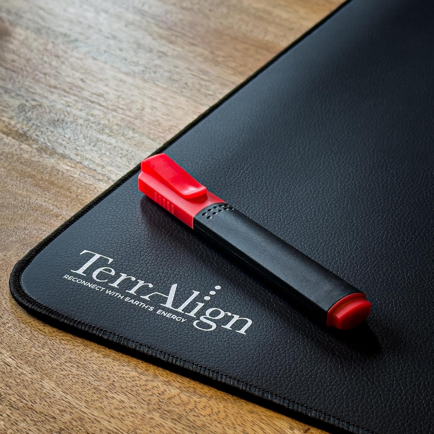 TerrAlign Premium Grounding & Earthing Mat 24×16 in – Carbon-Infused PU Pad with 15-ft Cable and Outlet Tester Pen for Desk, Bed & Yoga | Stress Relief and Sleep Support