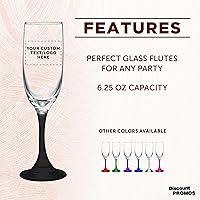 Vista 2 de DISCOUNT PROMOS Juego de 100 copas de champán personalizadas Premiere de 6.25 onzas, paquete personalizado a granel, elegantes vasos para bodas