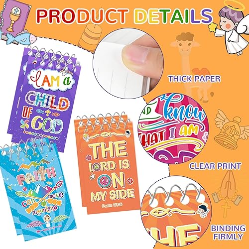 Miniatura 3 de Bloc de notas con versículo bíblico religioso, mini cuadernos cristianos de Jesús te amo, motivacionales, estilo multicolor, blocs de notas pequeñas