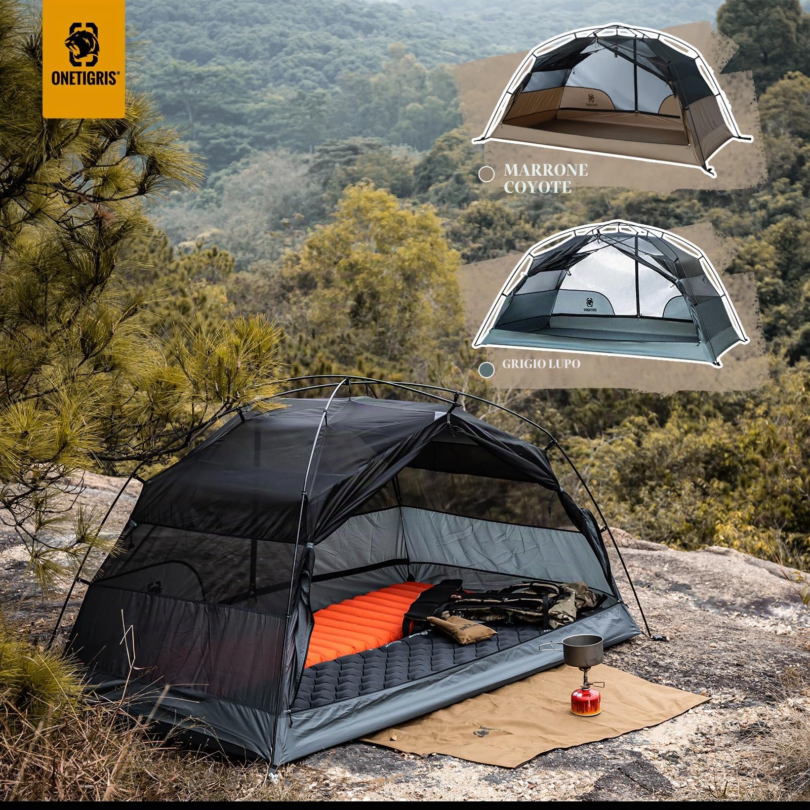 OneTigris COSMITTO 2.0 - Tenda da campeggio autoportante, leggera, impermeabile, 3 stagioni, per attività all'aperto, escursionismo, alpinismo