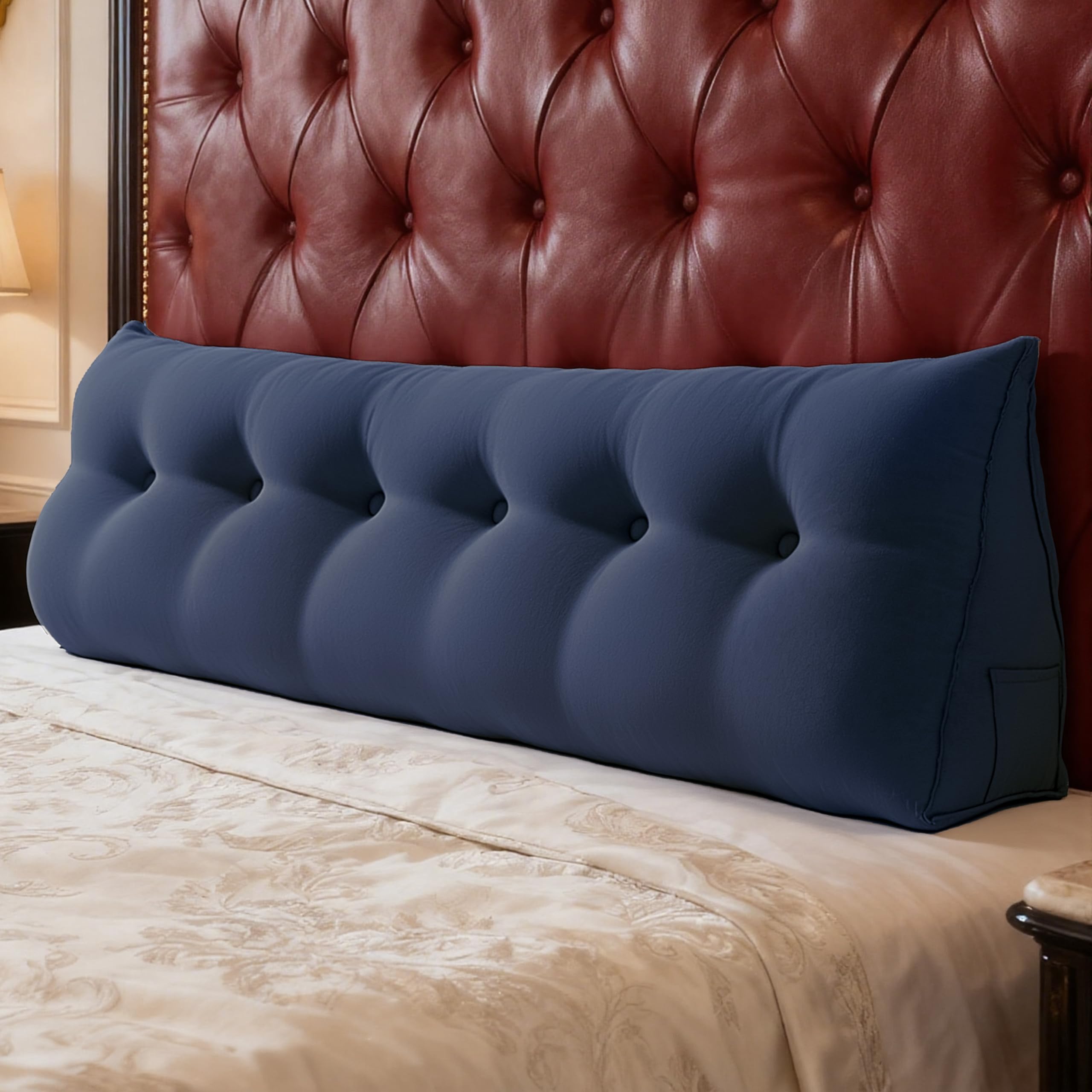 WOWMAX Multifunctional Upholstered Headboard Pillow Caking, Deep Blue