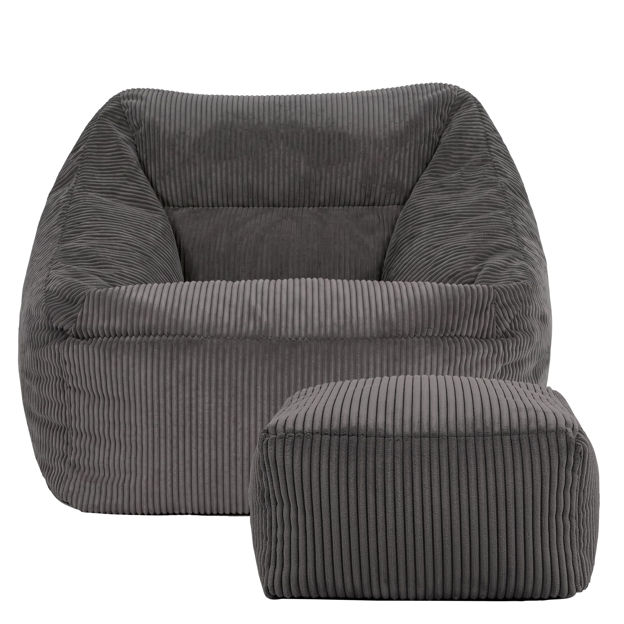 ICON - Bean Bag Armchair & Footstool Set - Jumbo Cord - Mocha