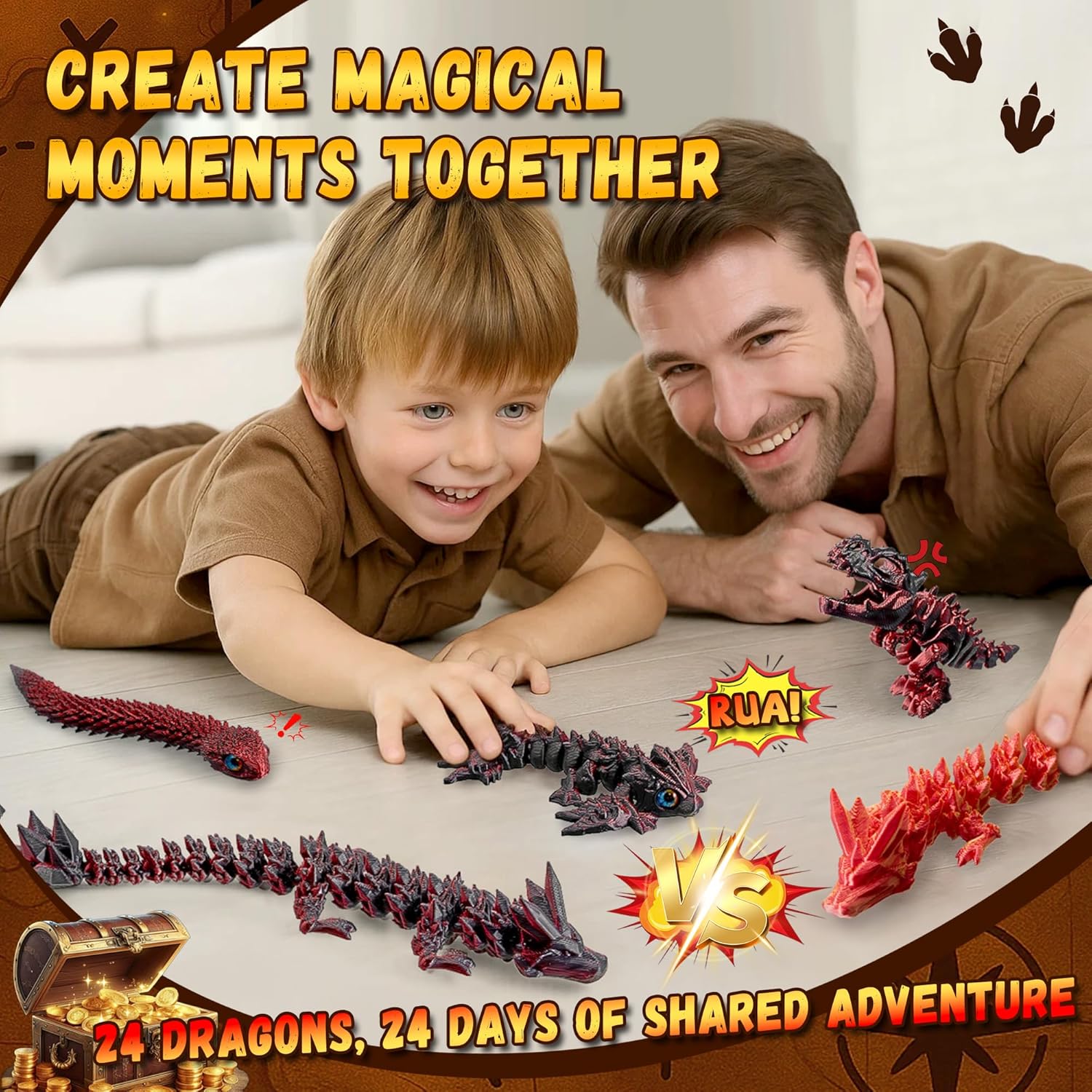 Dragon Advent Calendar 2026, Christmas Countdown with 24 Mythical Dragons, Fantasy 3D Printed Toys, Collectible Figures and Holiday Gifts for Kids Teens Boys