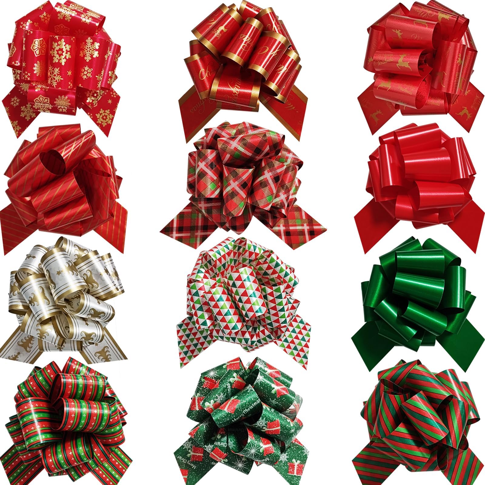 Amazon.com: Chunyin 24 Pieces Christmas Pull Bows for Gift Wrapping, 6 ...