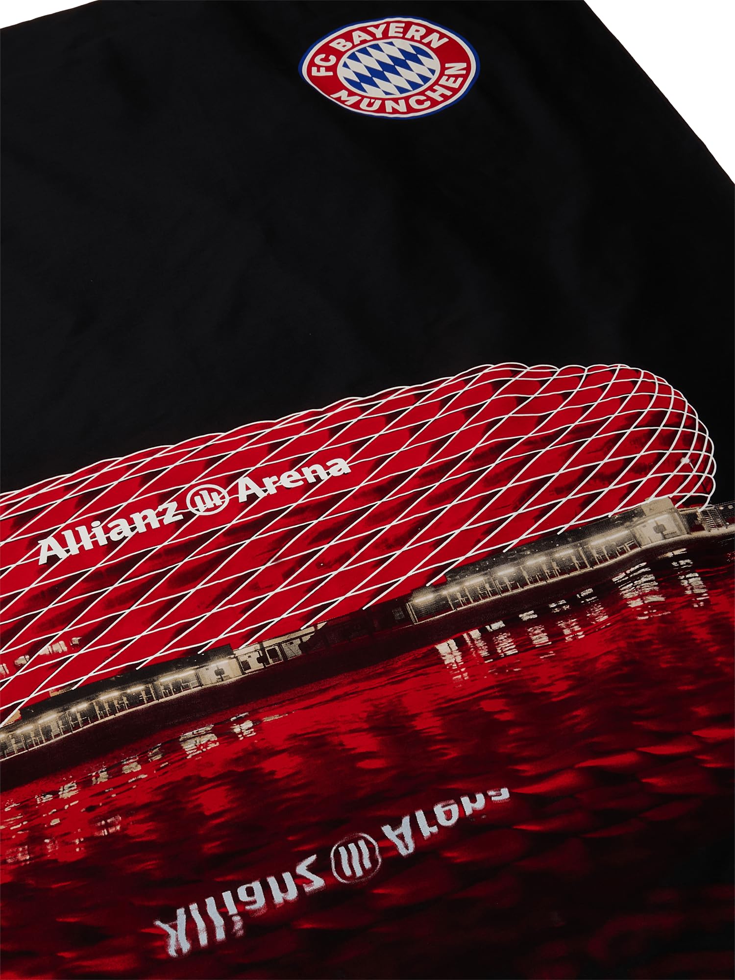 FC Bayern München Bettwäsche I Glow in the Dark Arena (Schwarz) I Leuchtende Baumwoll-Bettwäsche mit Kissenbezug 80 x 80 cm I Offiziell lizenziert