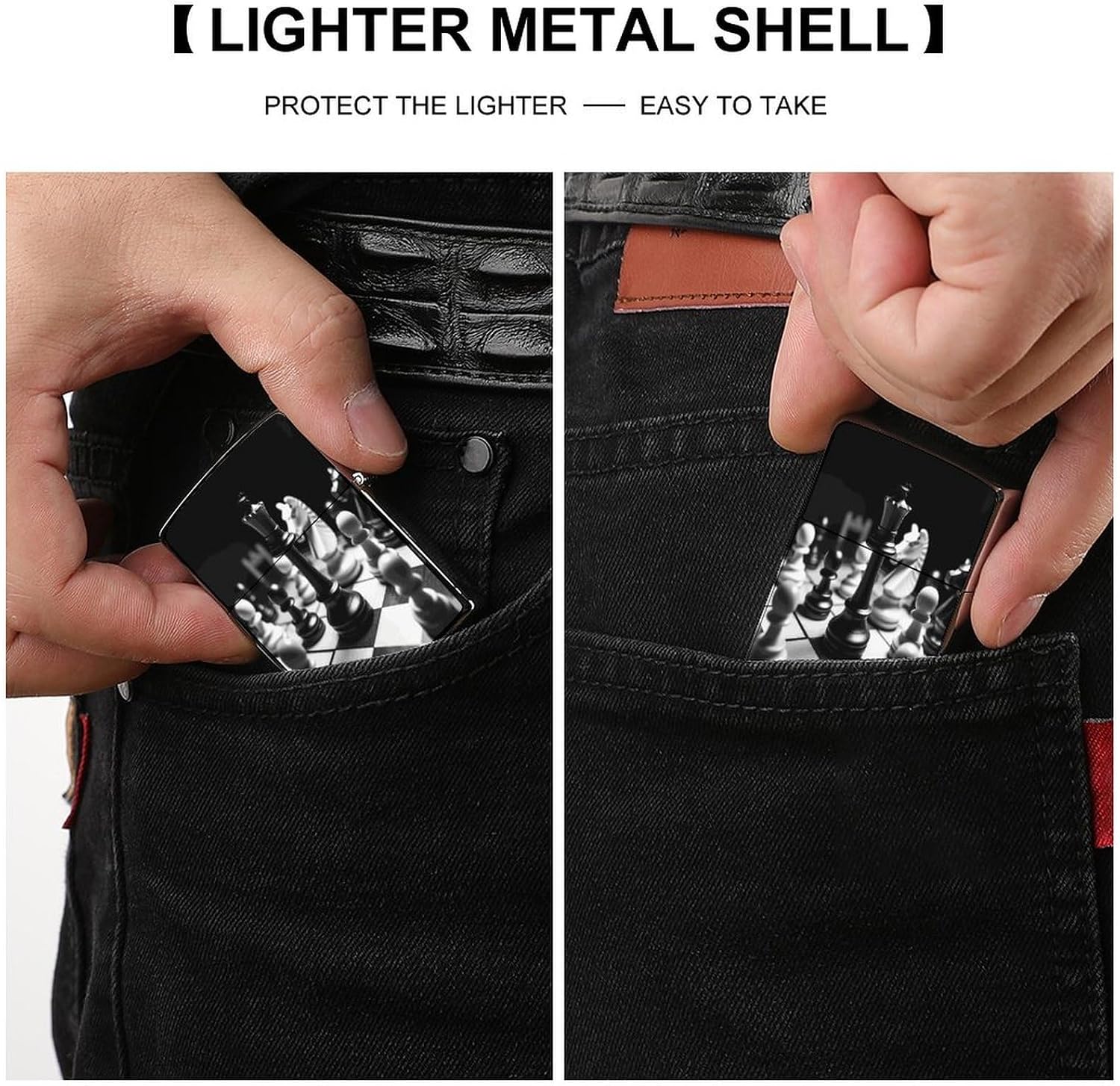 Black and White Chess Lighter Case Cover Lighter Shell