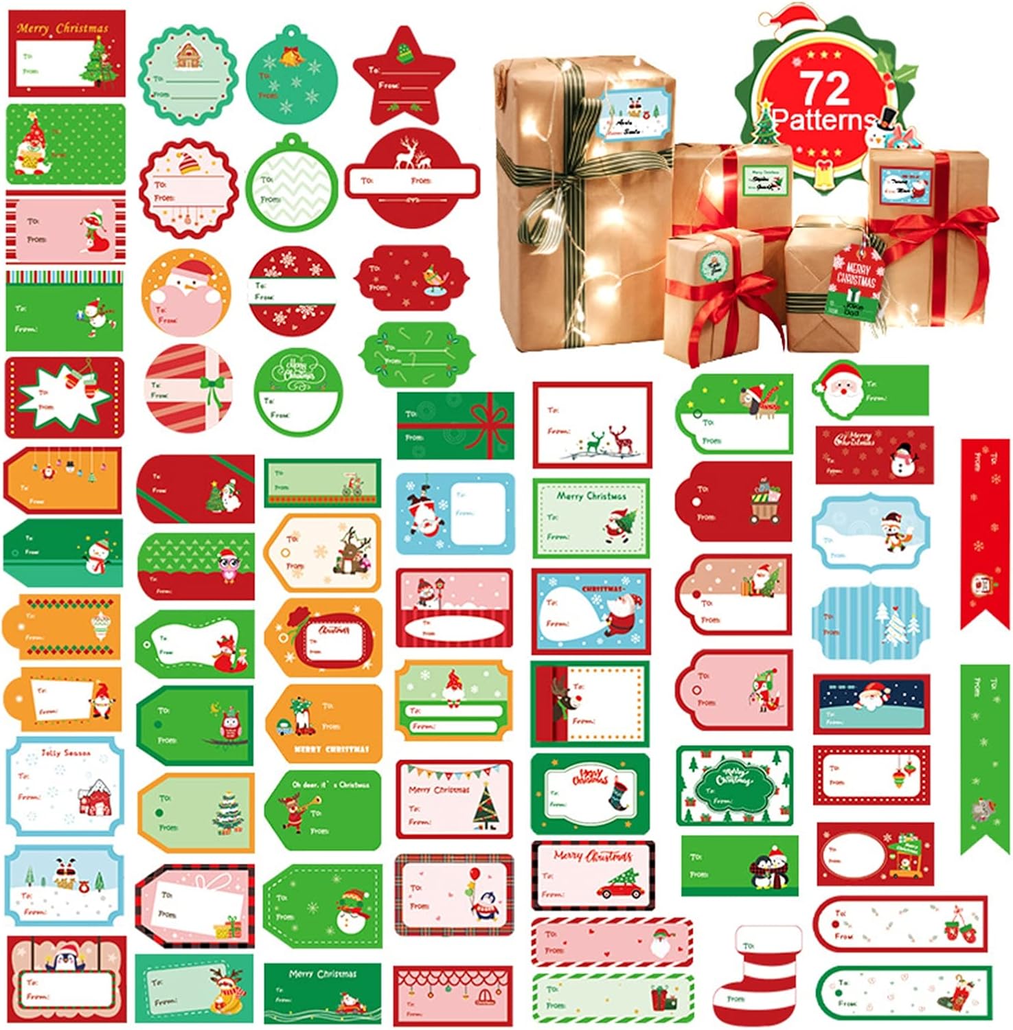 Christmas Gift Tal Label Stickers Pack, DIY from to