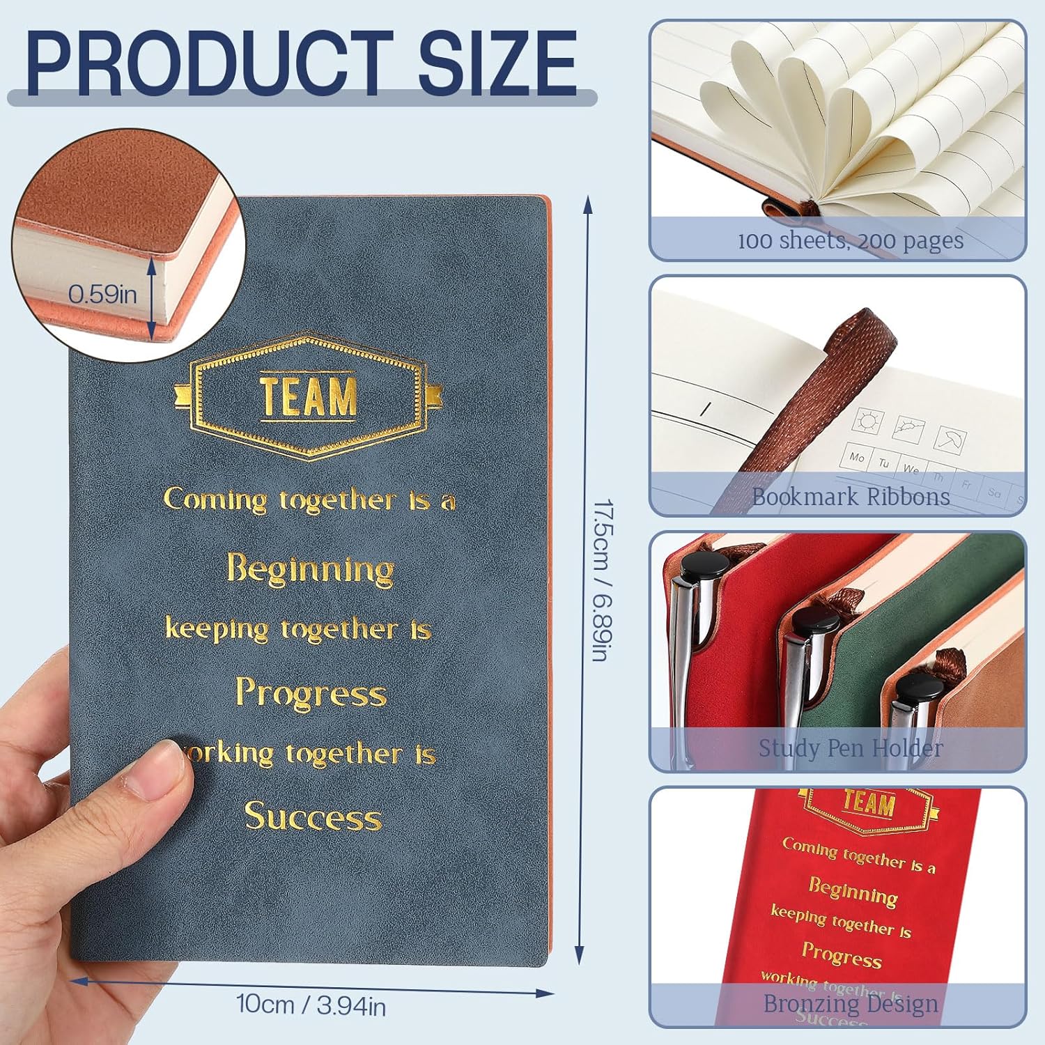 Colarr 40 Pcs Christmas Employee Appreciation Gifts Bulk Inspirational Notebook A6 PU Leather Journal Motivational Pen Thank You Gift for Staff Team Coworker Teacher(Fresh Colors,Team) - Image 3