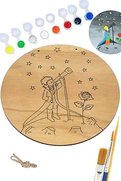 art inside Little Prince Telescope Wood Painting Canvas Set Gift Hobby Kit 20 Cm