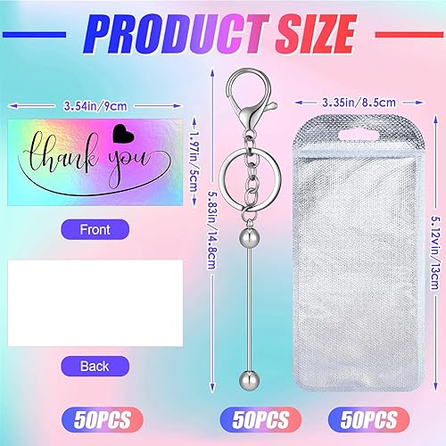 Miniatura 2 de Kits de llaveros con cuentas, barras de llavero con cuentas, bolsa resellable, tarjetas de agradecimiento para manualidades, fabricación de joyas