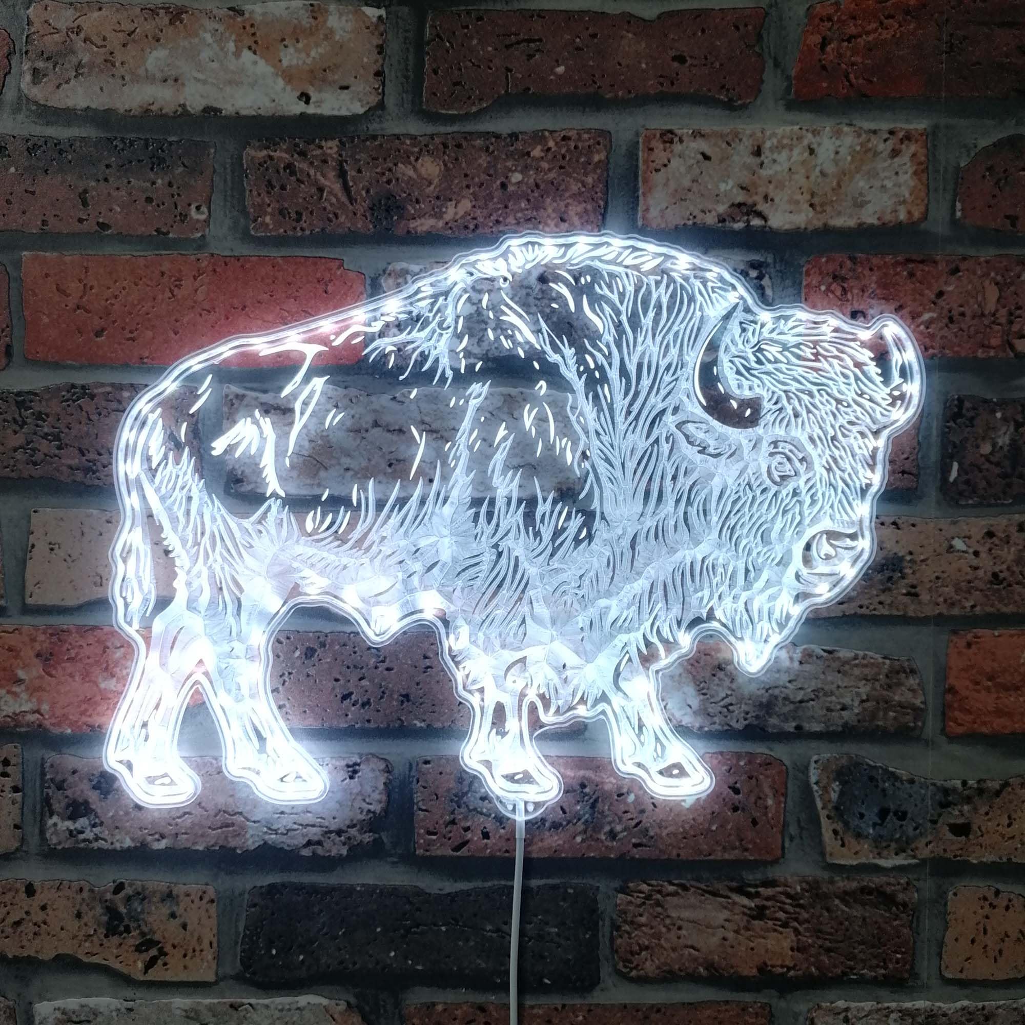 ADVPRO Buffalo American Bison RGB Dynamic Glam LED Sign - Cut-to-Edge Shape - Smart 3D Wall Decoration - Multicolor Dynamic Signage st06s22-fnd-i0309-c — image 1