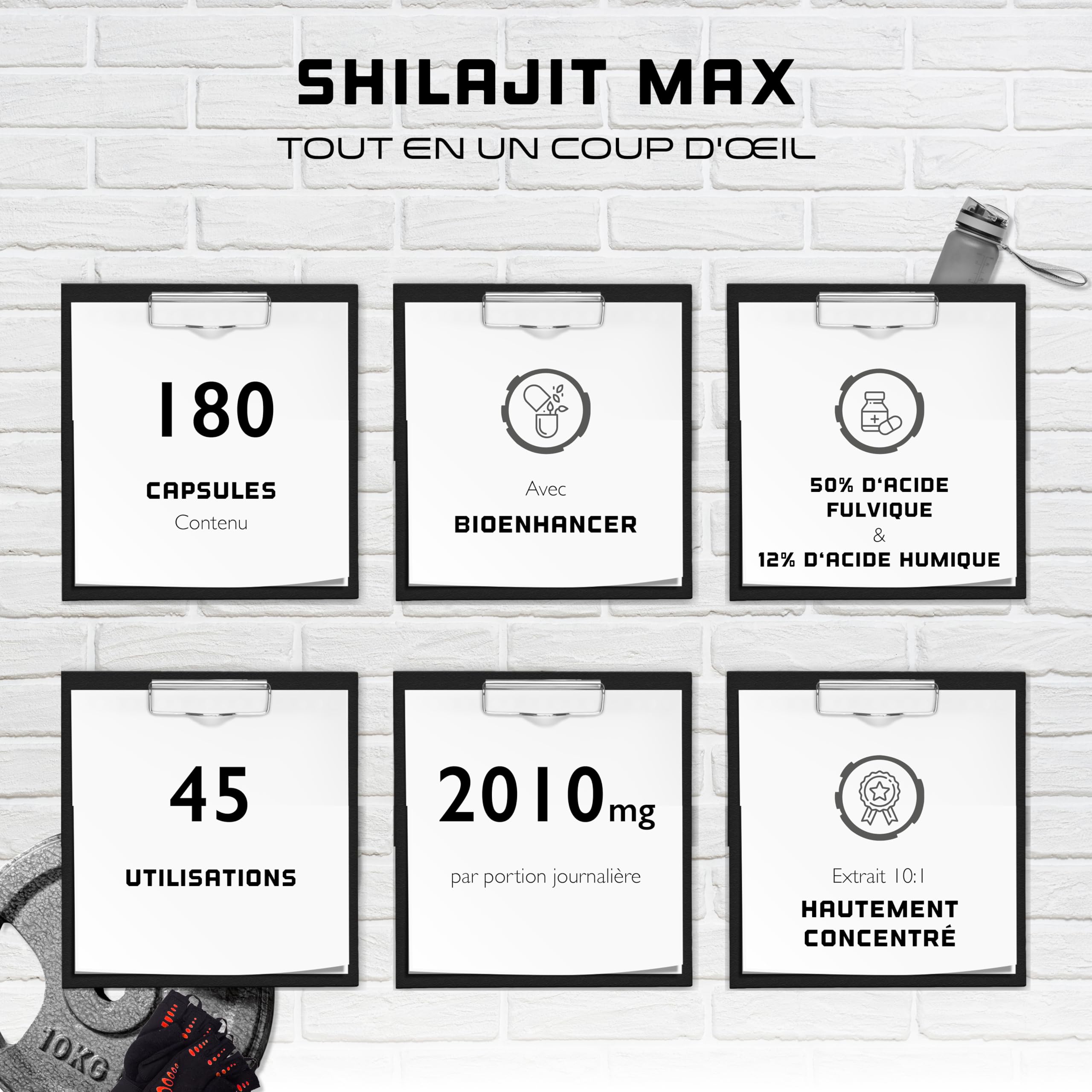 Mumijo Shilajit Max -180 capsules - Extrait Fort : 2000 mg par Portion Journalière - 50% Acide Fulvique + 12% Acide Humique + Bioenhancer - Extrait Original de l'Himalaya 10:1 - Vegan