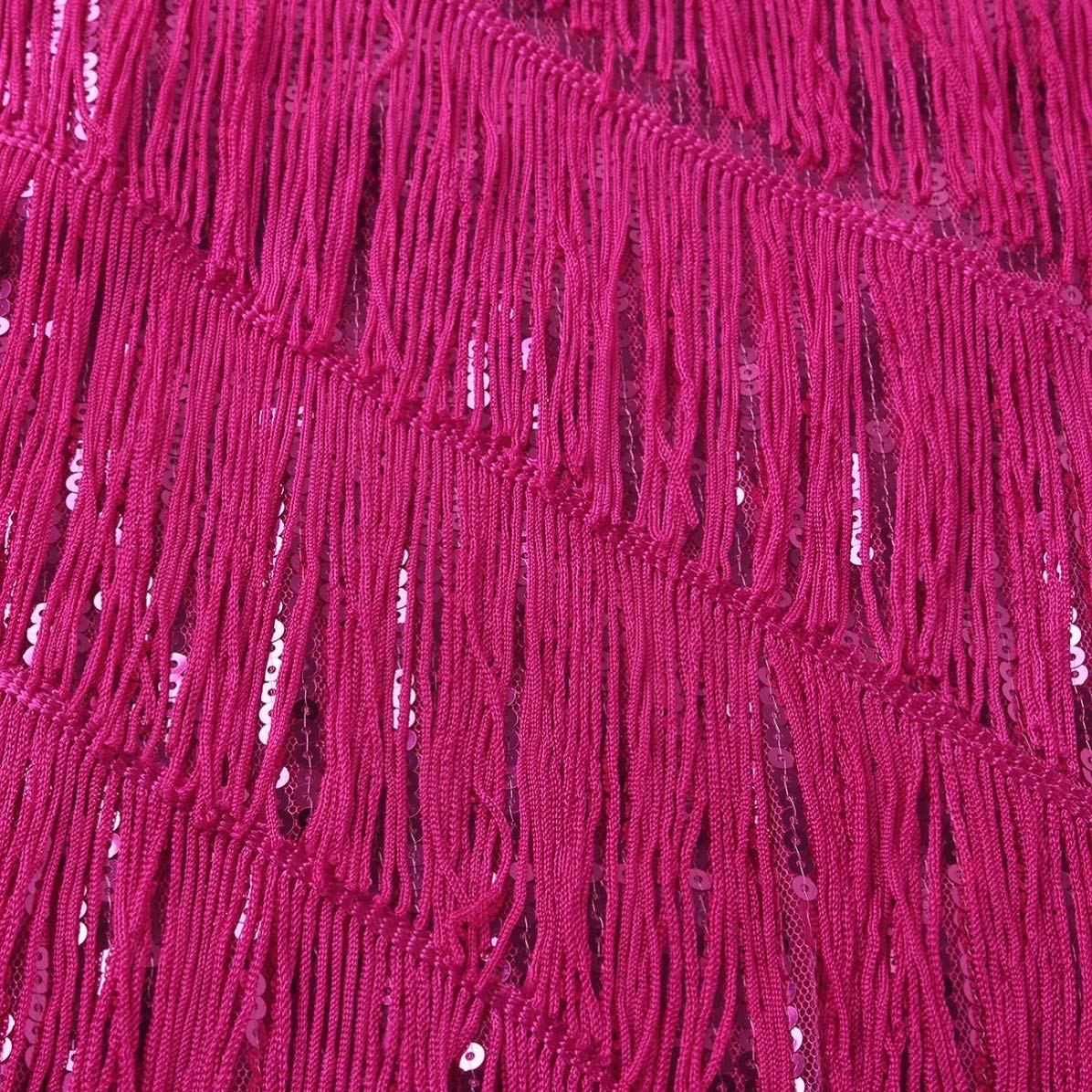 Freebily Vestido de Baile Latino para Mujer Vestido Clásica Tango con Lentejuelas Brillante y Flecos Vestido Baile Sexy Fiesta Carnaval Mujer