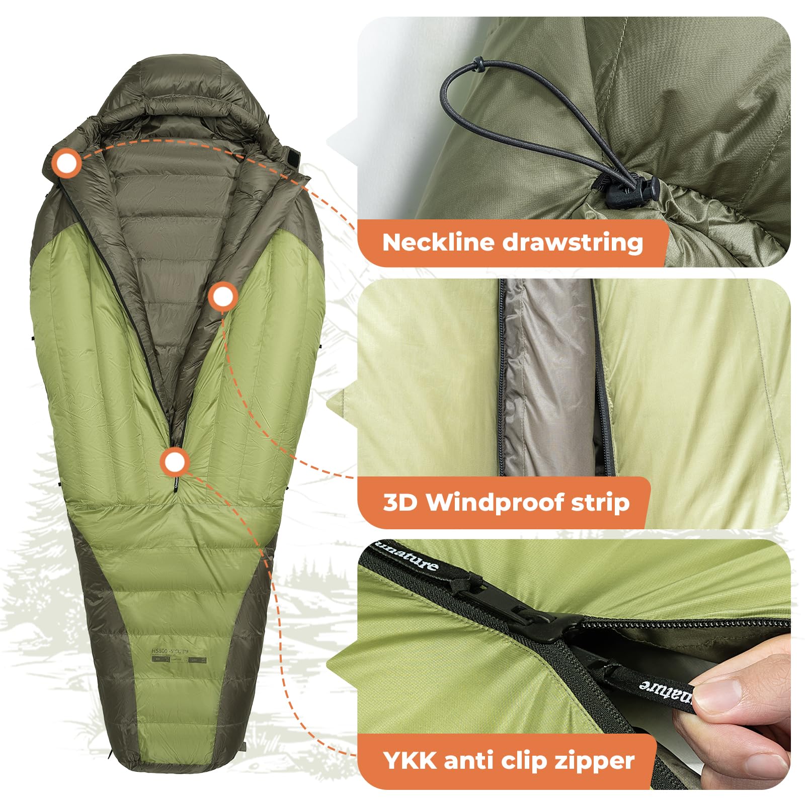 Saco de Dormir de Plumón Ultraligero Pequeño, Cálido Saco de Dormir Individual para Adultos Invierno -10℃-5℃ al Aire Libre para Camping, Senderismo y Acampada