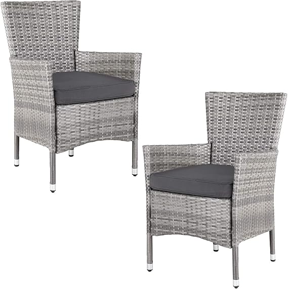 CASARIA Poly Rattan Chairs Garden Outdoor Patio Furniture Dining Seat ...
