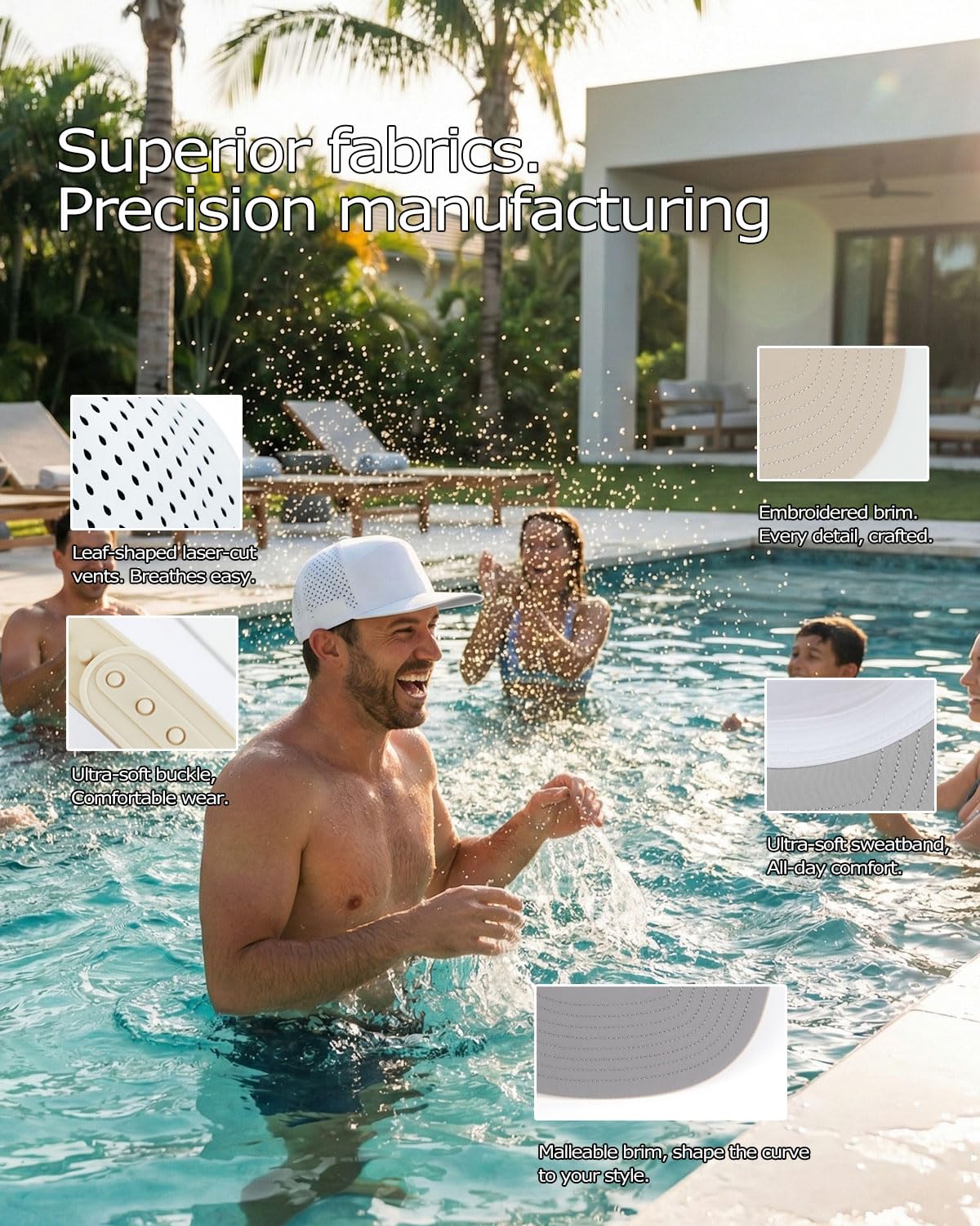 XXL Casquette Trucker Snapback surdimensionnée pour grandes têtes, casquette à bord plat perforée au laser, grande casquette de golf à profil léger à bord plat, Noir/transparent, XL-XXL