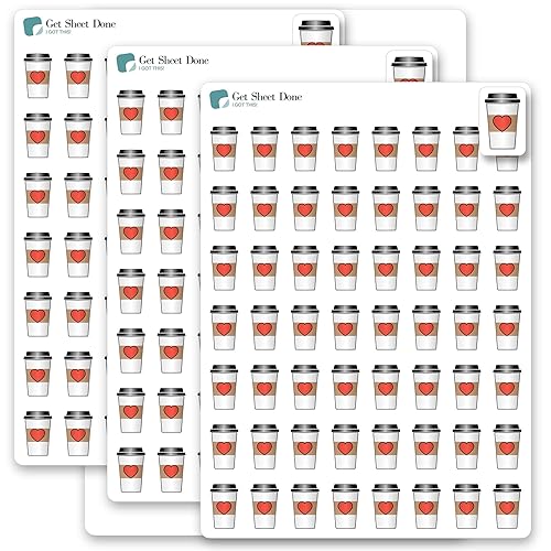 Coffee Frappe Planner Sticker 54 Fun Vinyl Stickers l (12) Frappucino Date Me Time Self Care I LOVE COFFEEEssential Productivity LifeBujo Bullet