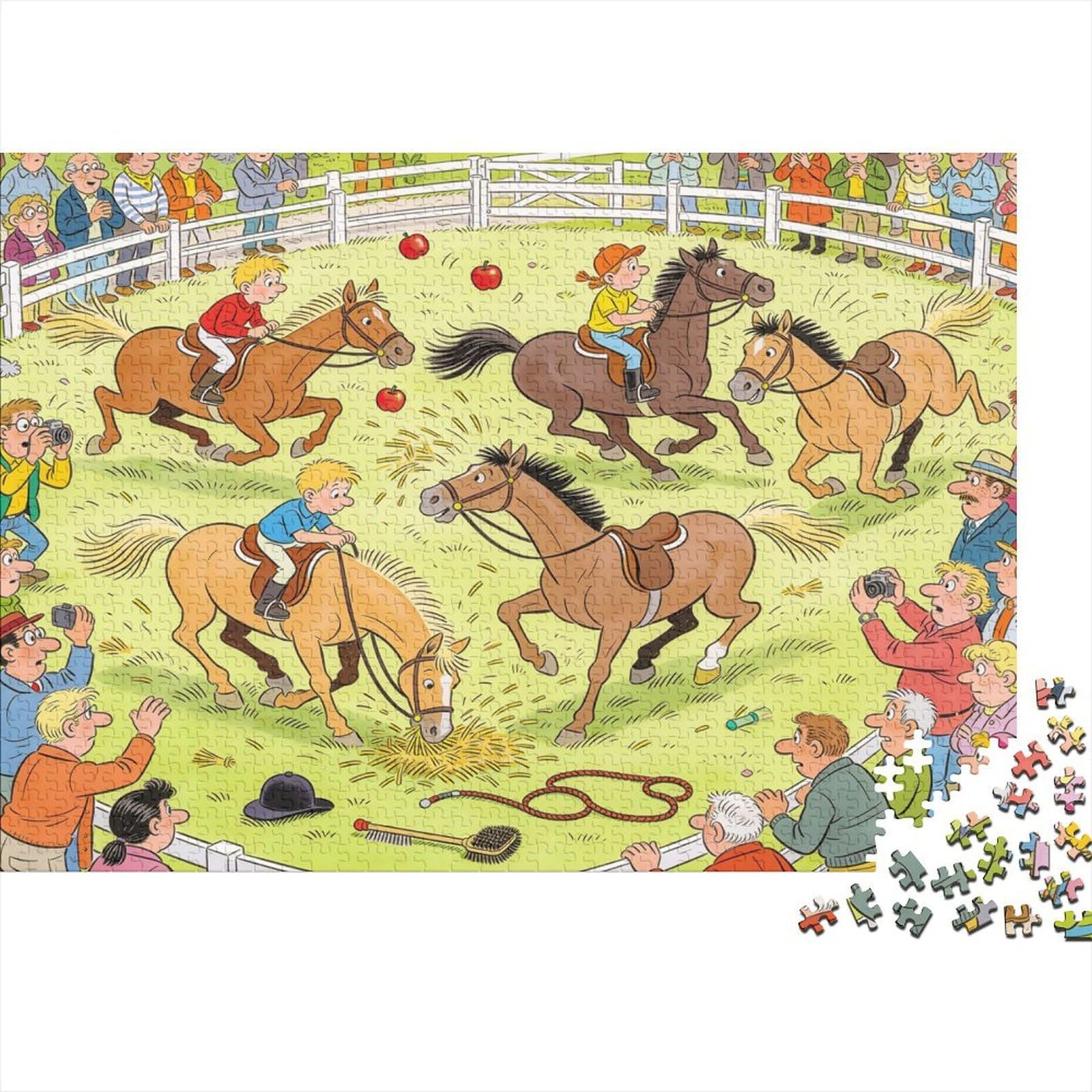 Pony Riding Lesson Wooden Jigsaw Puzzle Waterproof 1000 Piece Puzzles for Adults Challenging And Brainteasing Games — image 1