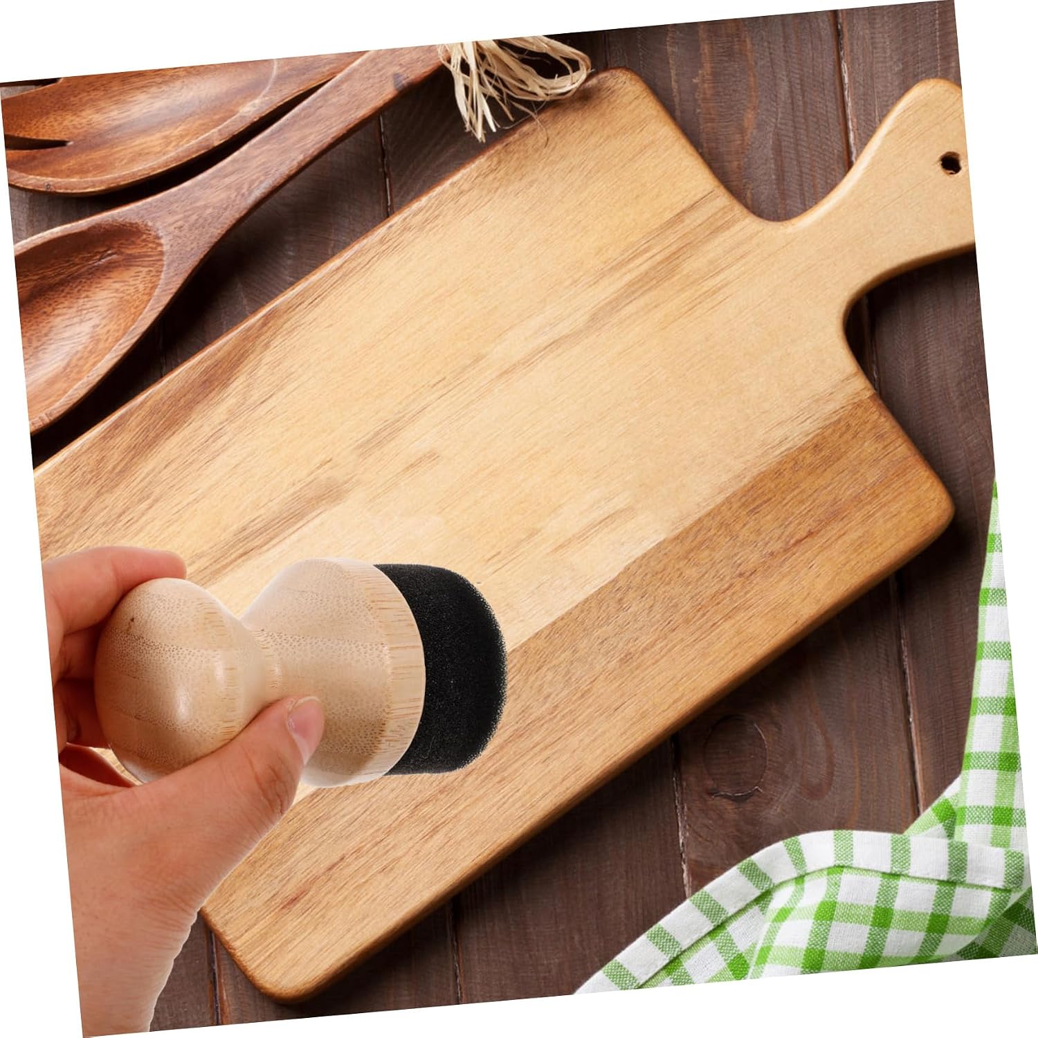 4pcs Wood Cutting Board Oil Applicator Built Sponge Kitchen Oil Wax Brush for Smooth Application for Countertops and Chef Kitchens