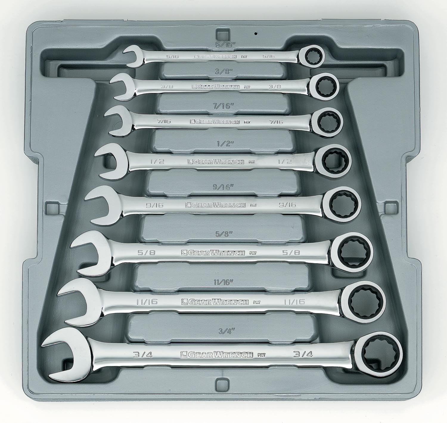 GearWrench 9308D 8 Piece SAE Ratcheting Wrench Set