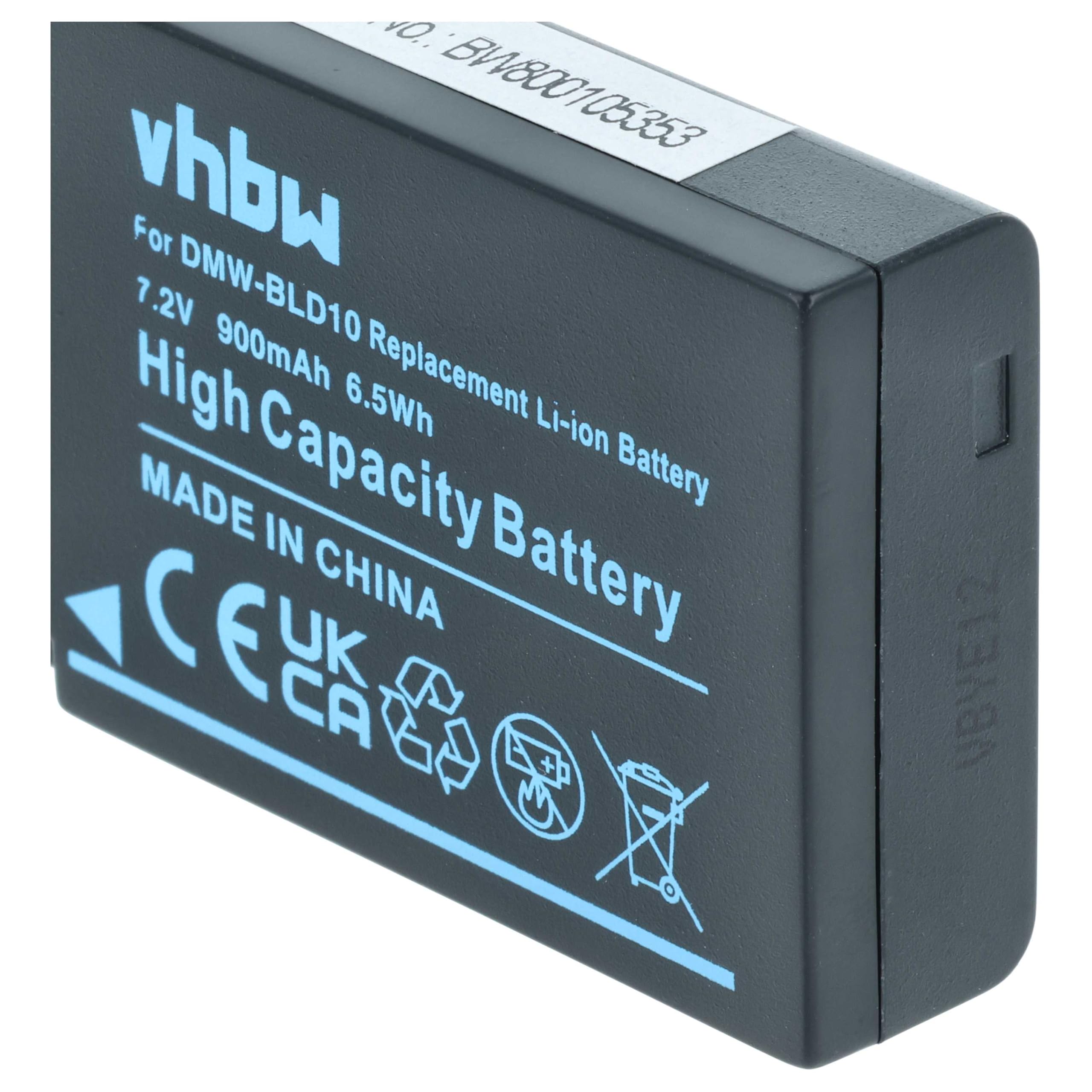 vhbw 2x batteria compatibile con Panasonic Lumix DMW-GF2KK, DMC-GX1X | fotocamera (900mAh, 7,2V, Li-Ion), infochip