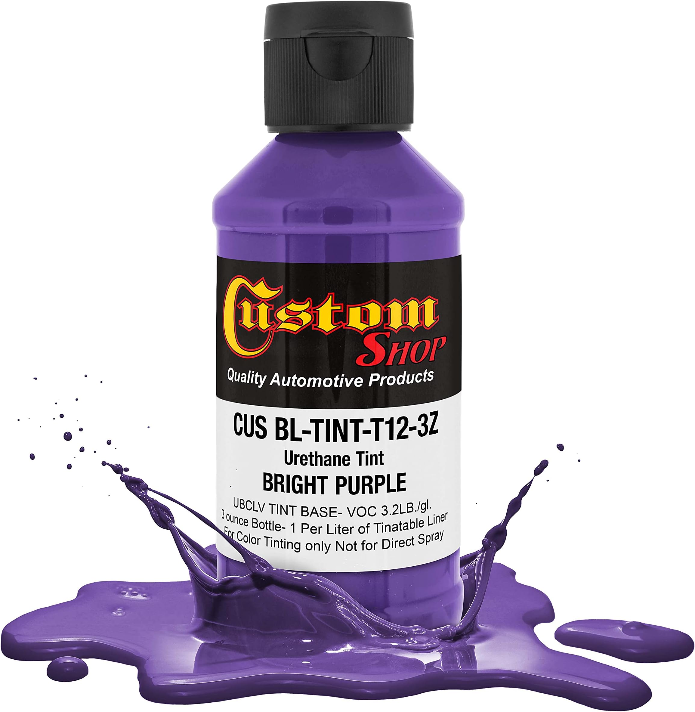 Custom Coat 3 Ounce (Bright Purple Color) Urethane Tint Concentrate for Tinting Truck Bed Liner Coatings - Proportioned for Use in Most Tintable Bedliner and Epoxy Resins