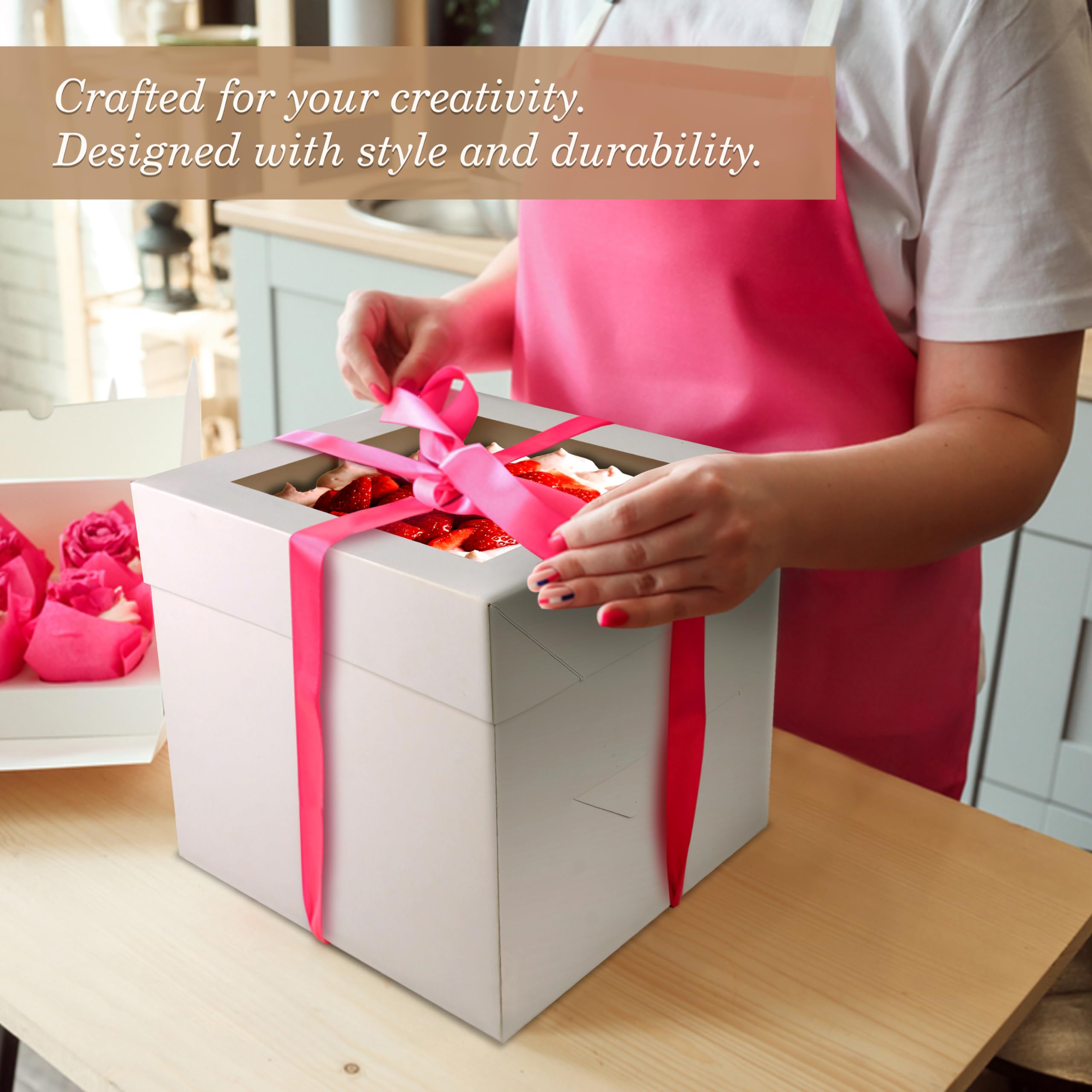 Cakebon Modernas y elegantes cajas blancas para tartas de 10 pulgadas con ventana (paquete de 6) – perfectas para cumpleaños, bodas y fiestas