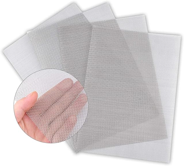 Valchoose 4 Pack 304 Professional Stainless Steel Wire Mesh Sheets, 210mm×300mm, Aperture 1mm, Rustproof, Easy to Shape, 20 Mesh Steel Mesh, Versatile Wire Mesh, Metal Mesh for DIY Project, Air Vents