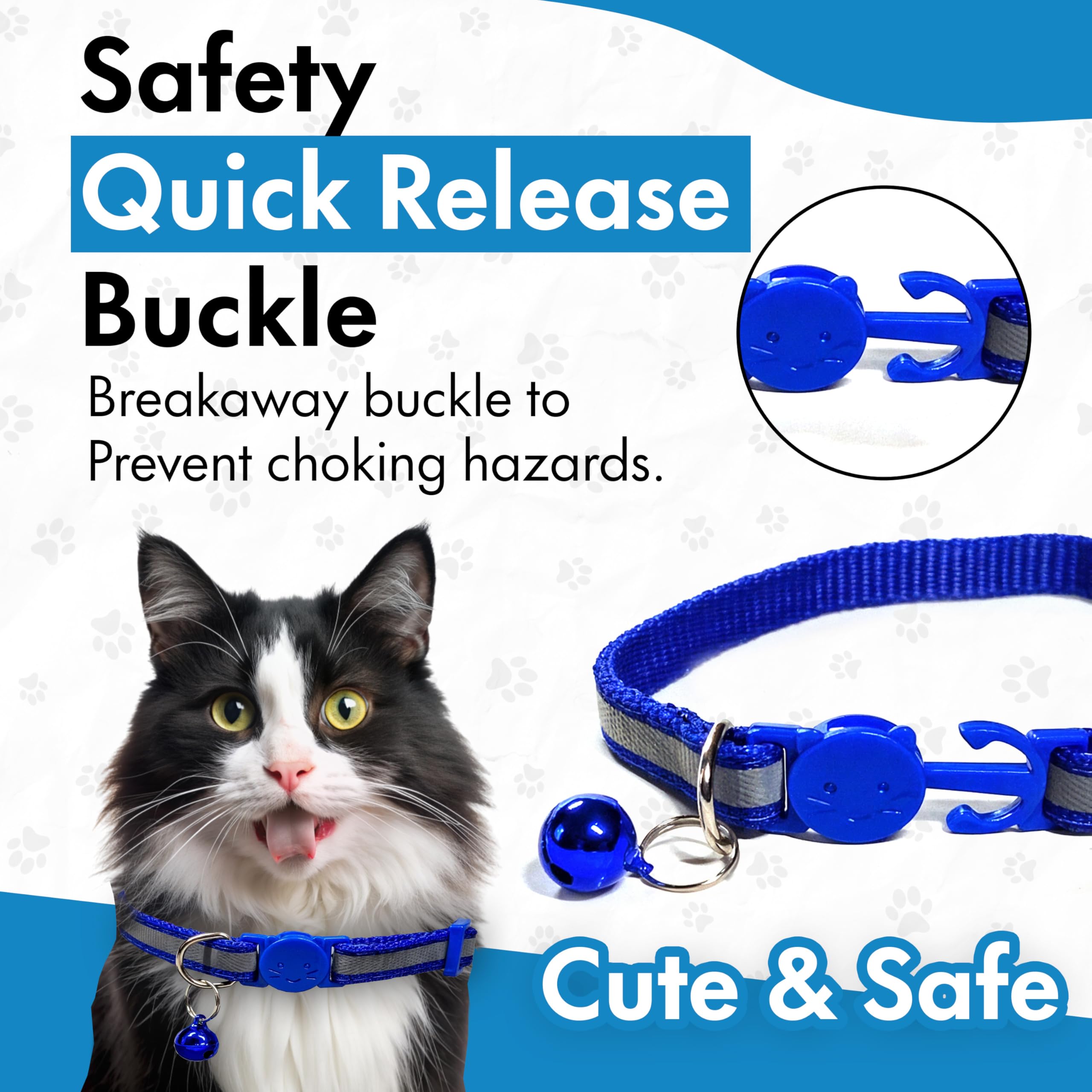 Paquete De 12 Collares Reflectantes Para Gatos Con Campana, Hebilla De Liberación Rápida De Seguridad, Collar Ajustable De 19 A 32 Cm Para Todos Los Gatos Domésticos, Gatitos, Mascotas, Machos Y
