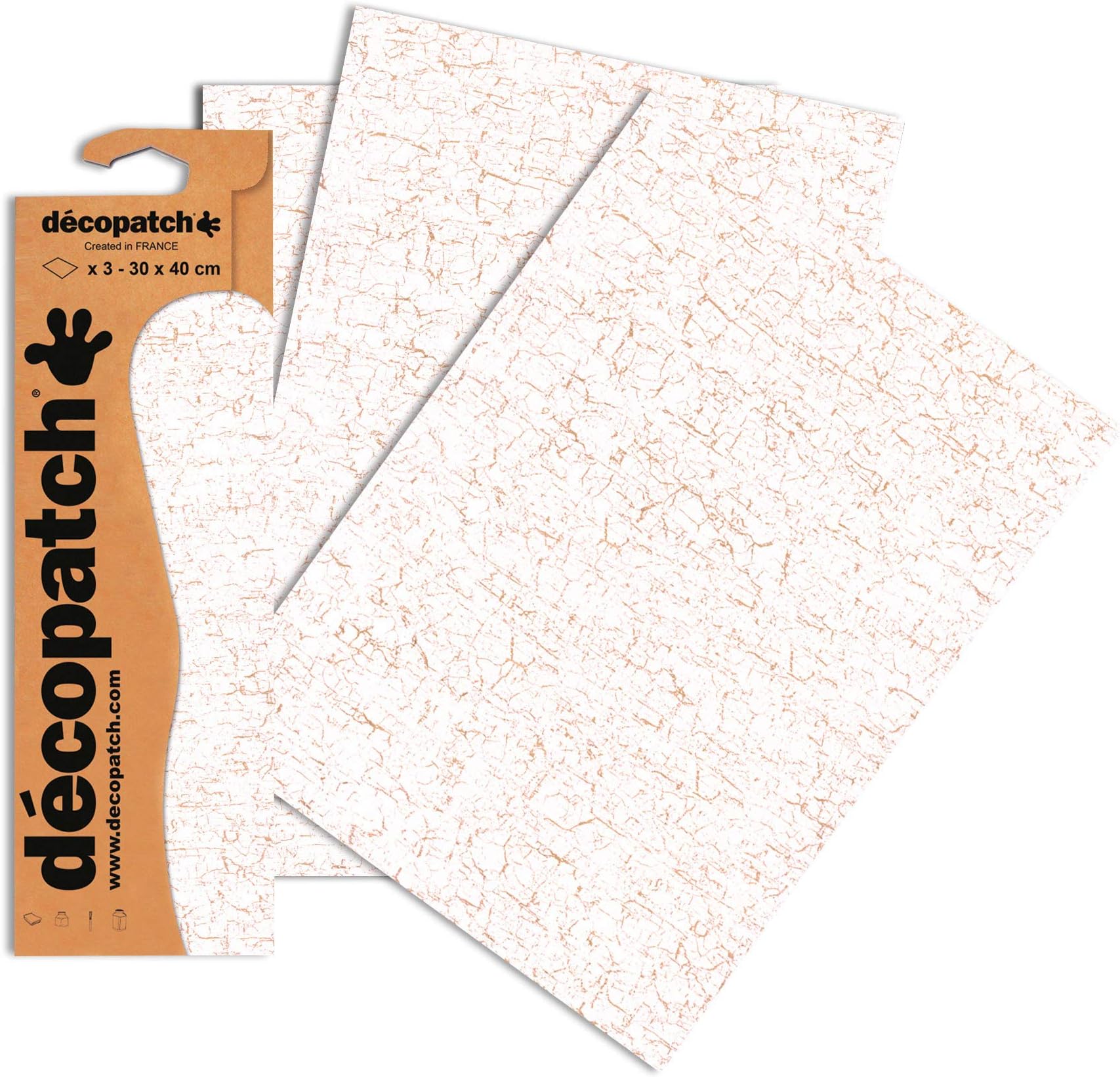Décopatch White/Gold Crackle Paper, 30x40cm (Pack of 3 sheets)