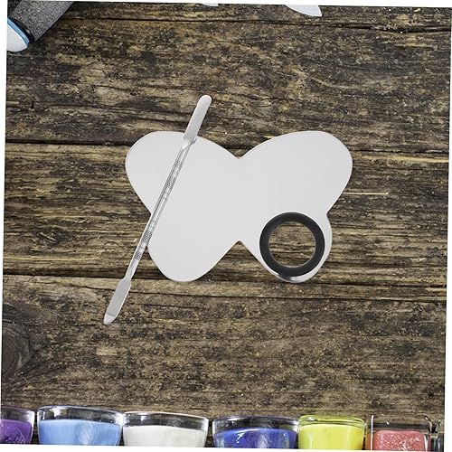 2sets Stainless Steel Makeup Mixing Palette Spatula Cosmetic Blending Tool for Foundation Nail Polish and Art for