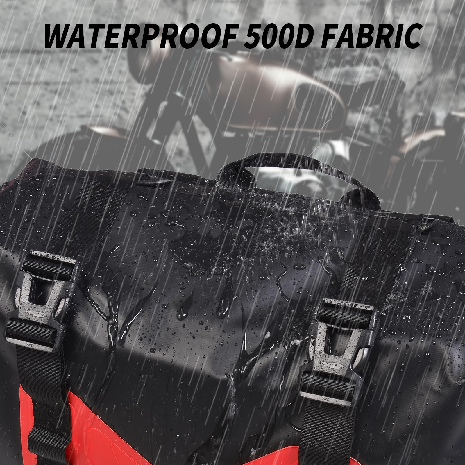 Lot de 2 sacoches de moto imperméables - 50 L - Pour moto et voyage - Sacs amovibles pour scooter, Honda, Suzuki, Yamaha (rouge)