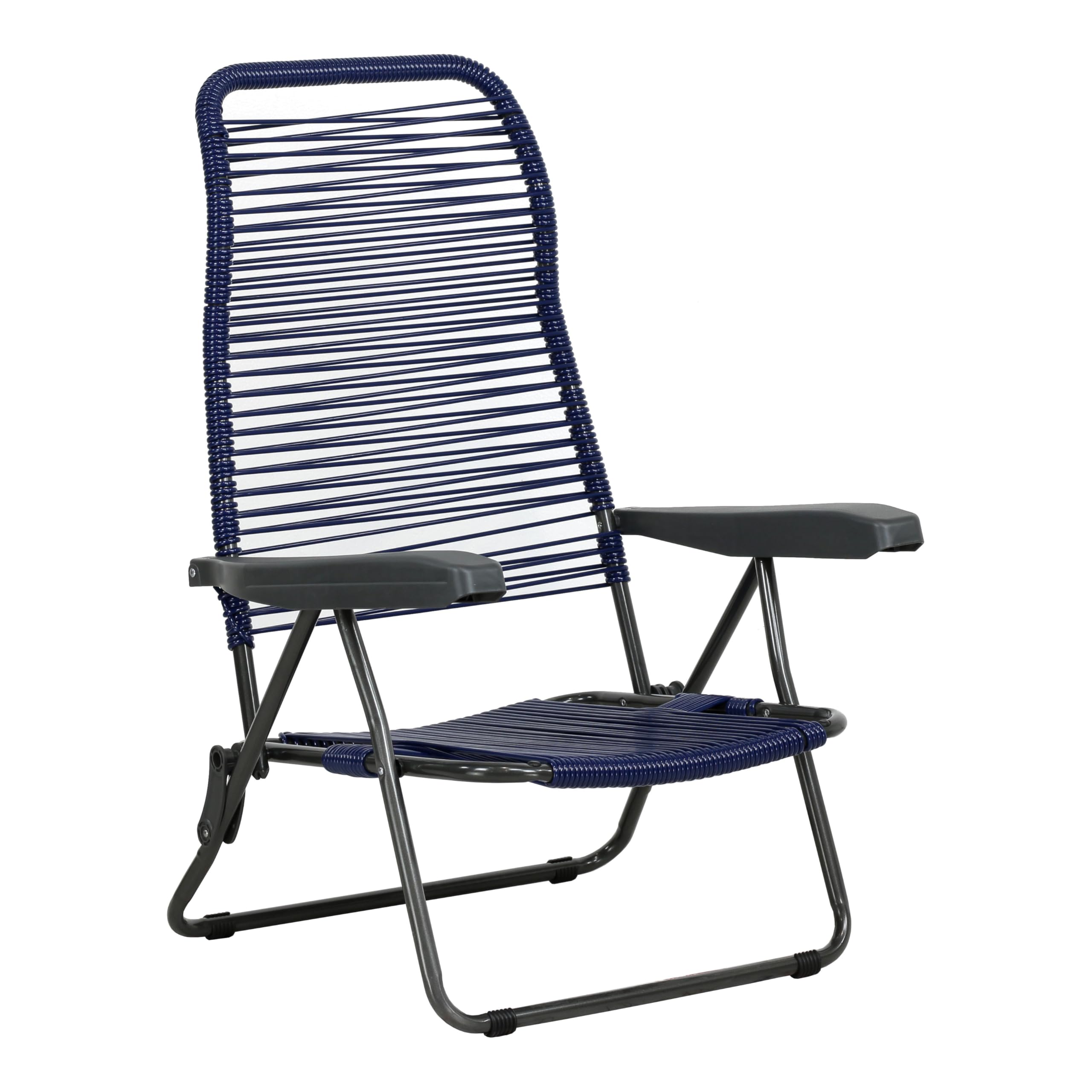 Totò Piccinni Sedia Sdraio STRING cordonata con braccioli con 6 posizioni Made in Italy (Blu, Spiaggina)