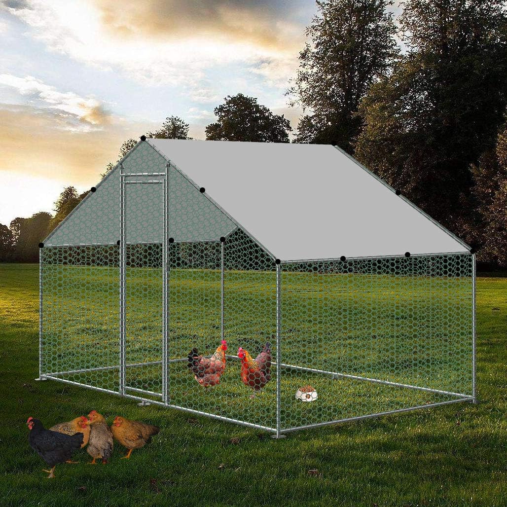 NSdirect Chicken Coop,Walk-in Chincken Run Hen House Rabbits Habitat Cage with Waterproof Cover Enclosure Playpen for Backyard Farm Outdoor