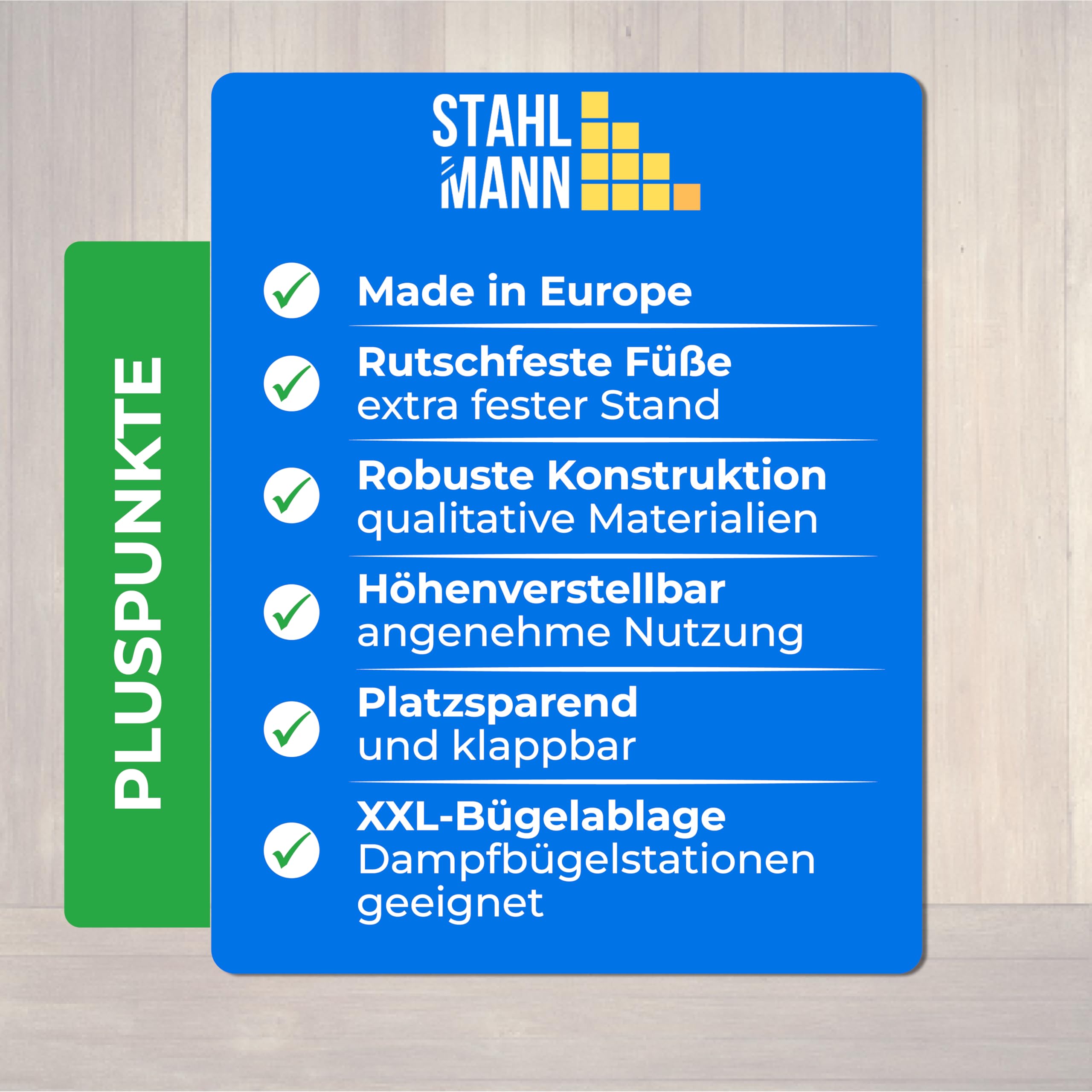 SEHR BELIEBT! STAHLMANN ® XXL-Bügelbrett für Dampfbügelstation inkl. Ärmelbrett[130x48 Bügelfläche]– Bügeltisch [Made IN EU] – extra stabiles Bügelbrett – Bügelbrettbezug [100% Baumwolle]