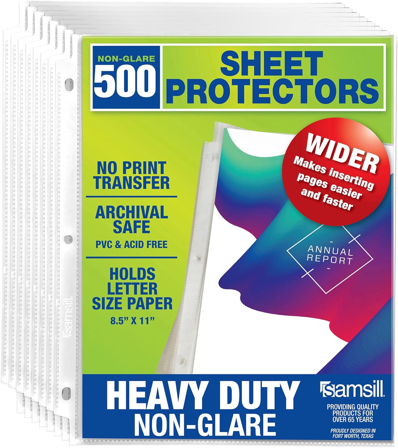 Samsill Heavy Duty Sheet Protectors for 3 Ring Binders, 8.5 x 11 Clear Page Protectors, Plastic Sleeves & Report Covers, Acid Free Archival Safe Document Protectors