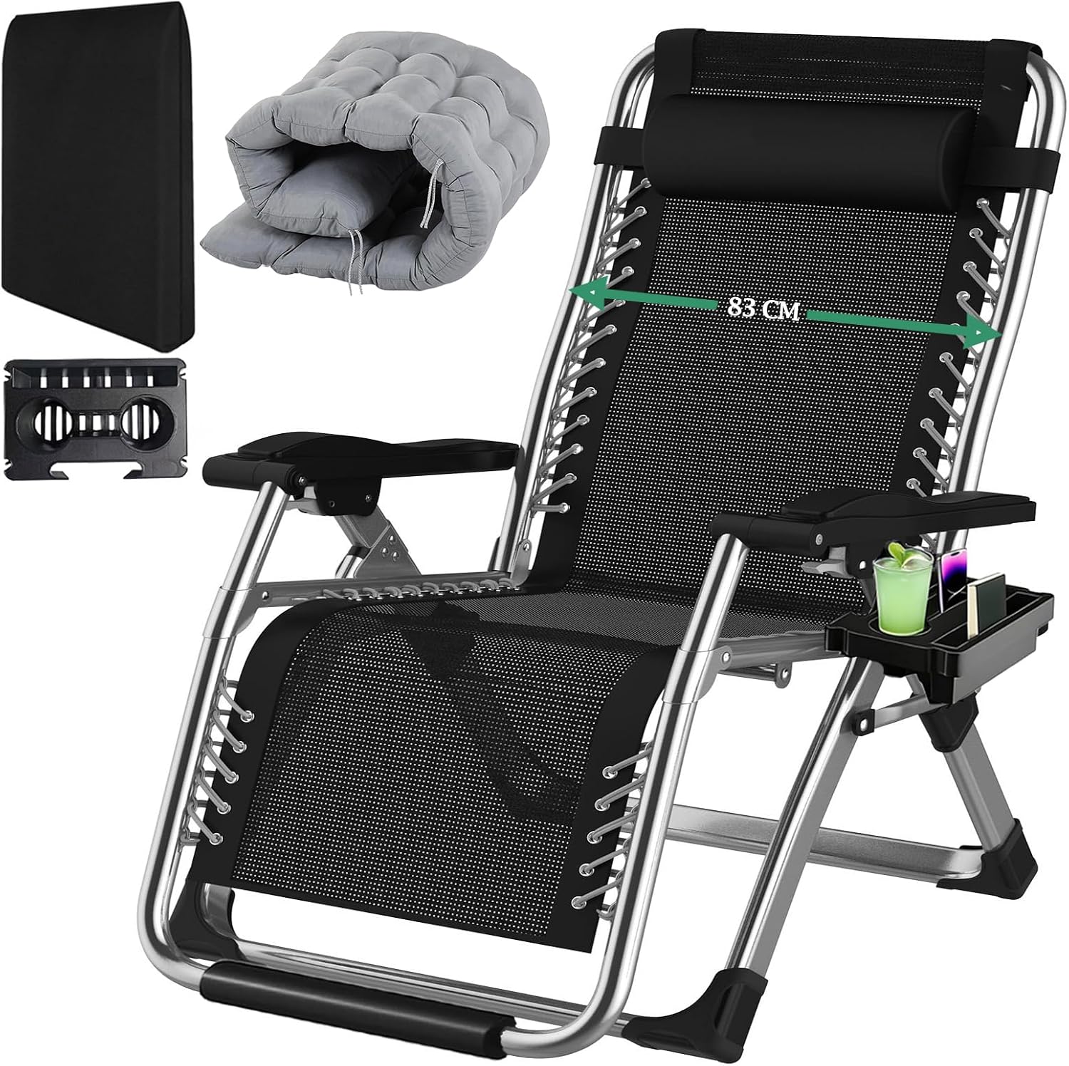 Fiutazge 83cm ExtraBreite Sonnenliege Grau