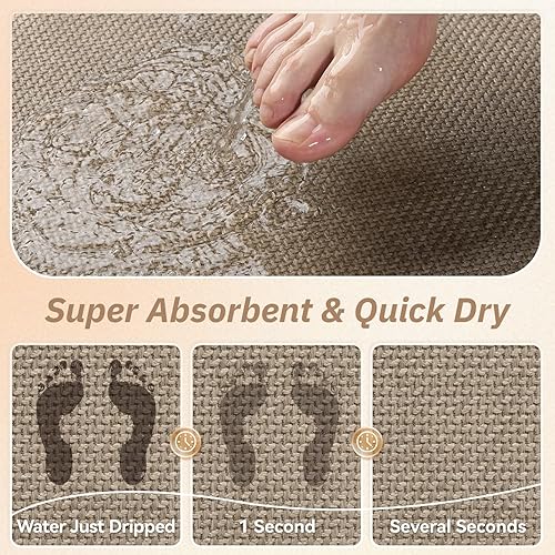 Miniatura 4 de PADOOR Bath Mats for Bathroom Rugs Non Slip Washable Absorbent Bath Mats Quick Dry,Upgraded Soft PVC Backing Ultra Thin Bathroom Rug Fit Under