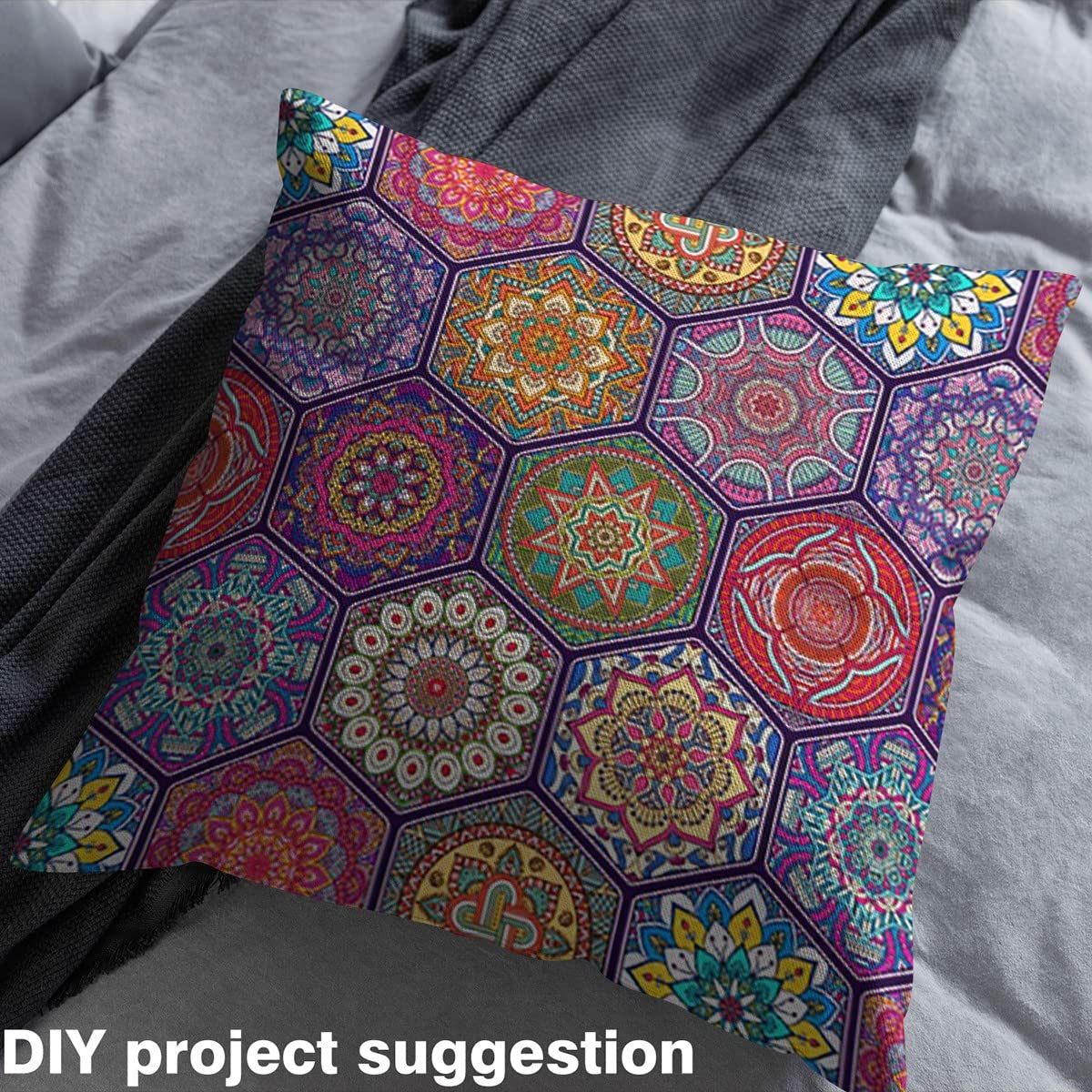 Tela de tapicería de Mandala Bohemia, Tela de Mandala Hippie de The Yard, Tela de Flores geométricas para tapicería y proyectos de Bricolaje en el hogar, Tela Floral exótica para Exteriores, 3 Yardas