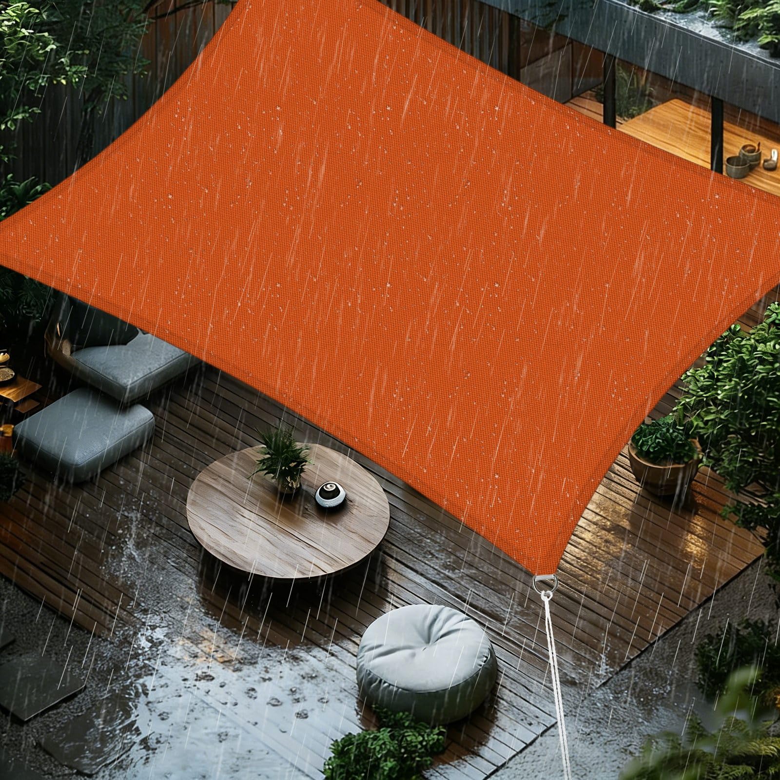 Sun Shade Sail 5x6m Rectangle Waterproof PES Polyester 98% UV Block Sunscreen Awning Canopy for Outdoor Garden Patio Yard Lawn Party, Orange