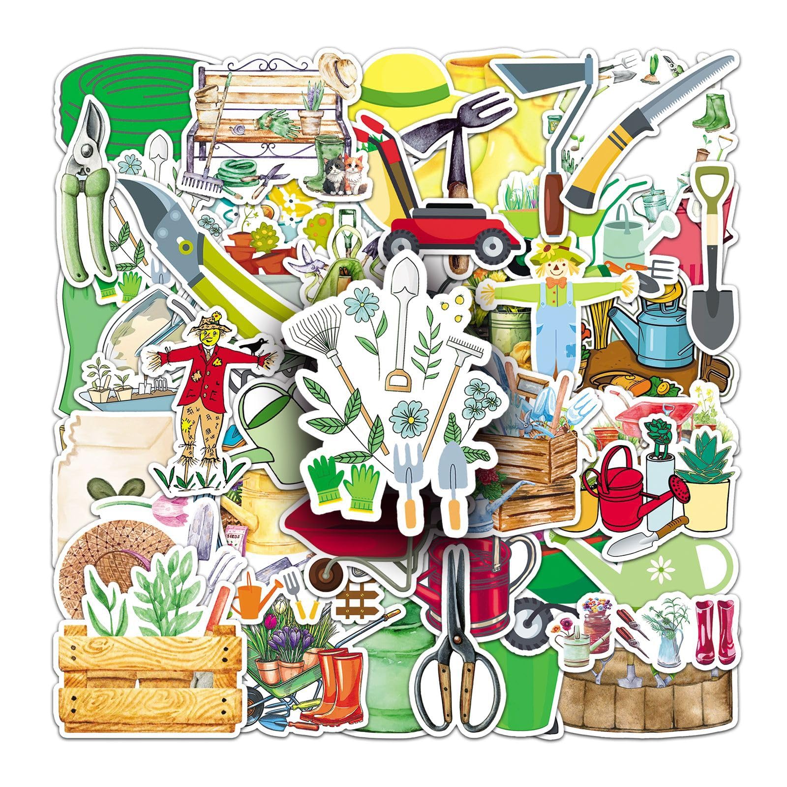 Chaopaitiezhi Girls Multicolor 50 Pcs Gardening Vinyl Stickers,Gardening Graffiti Stickers,Vinyl Waterproof Sticker For Kids Teens ,For Phone Laptop Bottles Skateboard Computer Phone Luggage Guitar Gifts Sticker