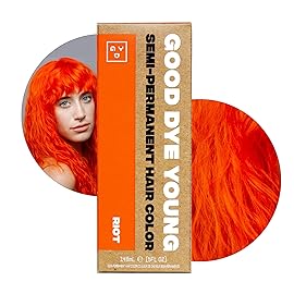 Good Dye Young Semi-Permanent Hair Color, Vegan and Cruelty-Free Orange Hair Dye, Last up to 24 Washes, Non-Damaging Conditioning Hair Color (5FL OZ, Riot)