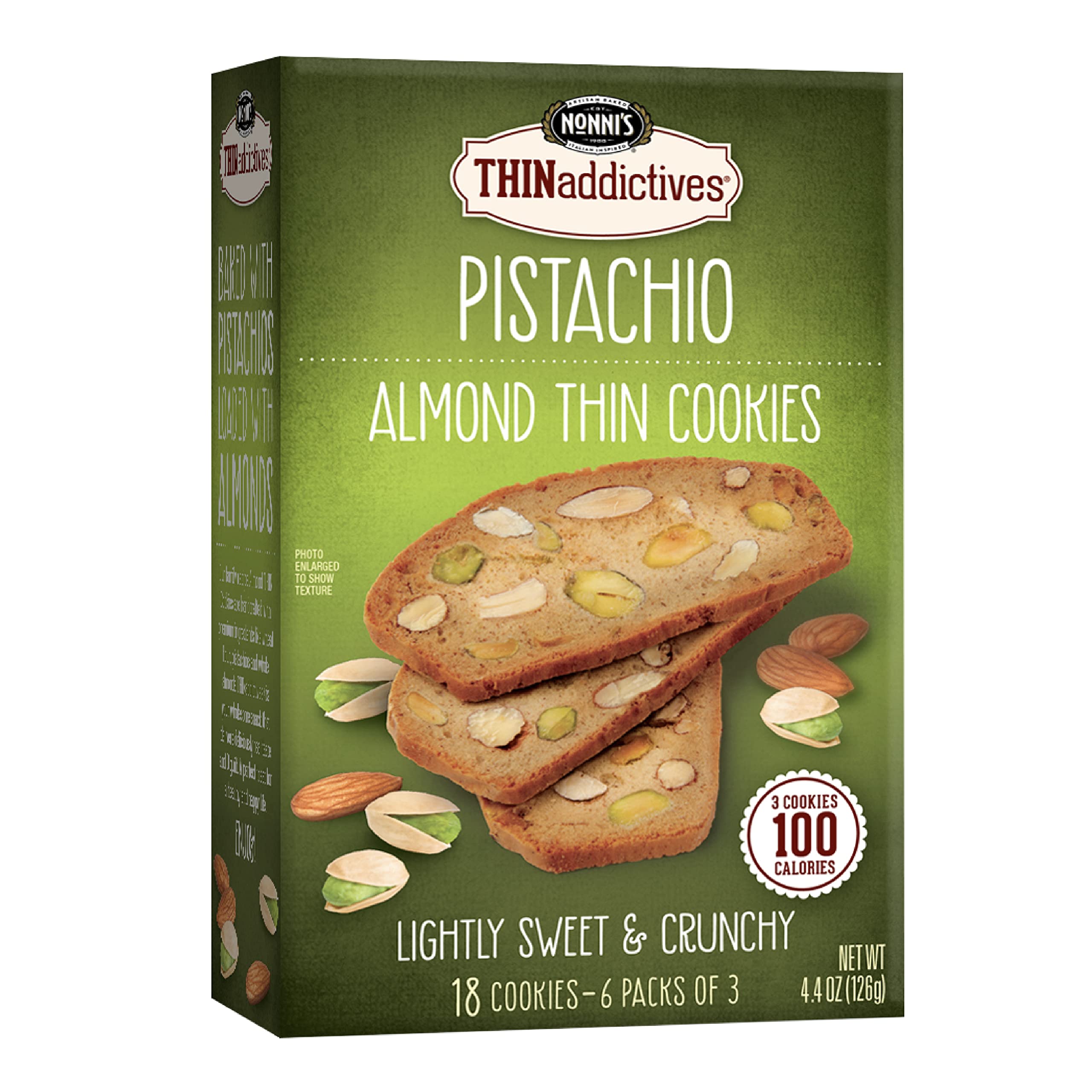 Nonni's, Thin addictives Pistachio Almond Crisps, 4.4 Ounce