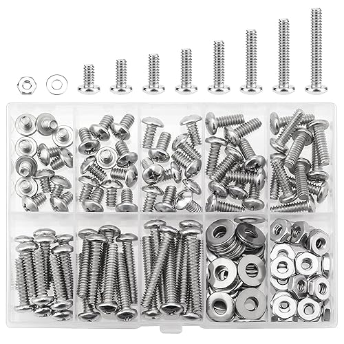 Miniatura 8 de 140 piezas #10-24 Phillips Tornillos de máquina de cabeza cacerola Kit surtido de tuercas y arandelas de rosca gruesa, totalmente roscado a máquina,