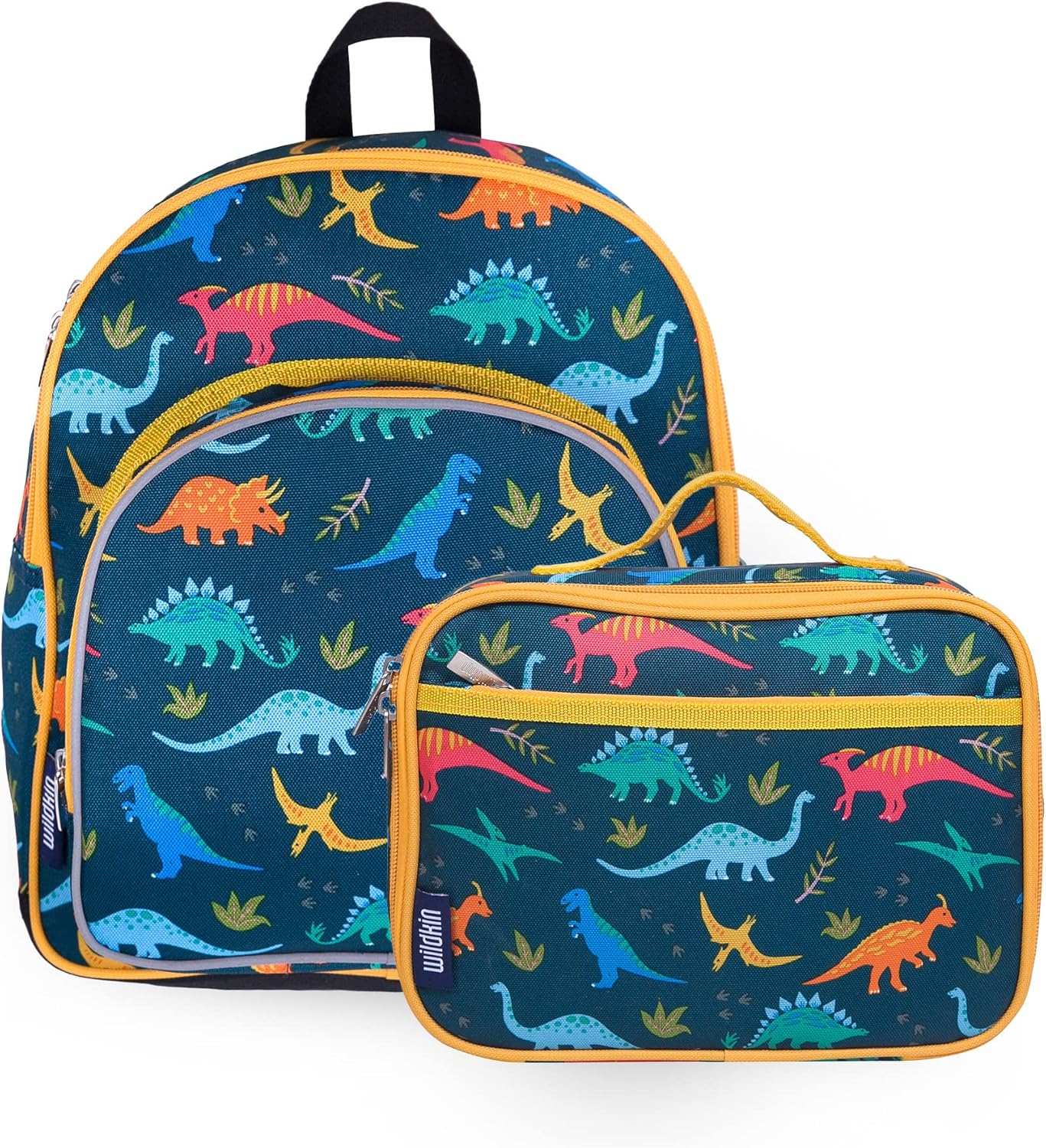 Wildkin 12-Inch Kids Backpack & Insulated Lunch Box Bag Bundle – Durable, Lightweight School & Travel Set for Kids - Jurassic Dinosaurs