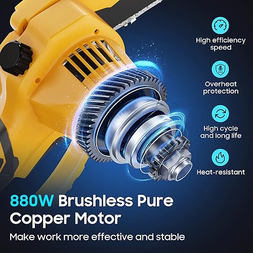 Miniatura 3 de VividGard, Largo alcance Motosierra inalámbrica de 6 pulgadas, mini motosierra eléctrica ligera de 21 V 4000 mAh para poda de árboles, jardinería,