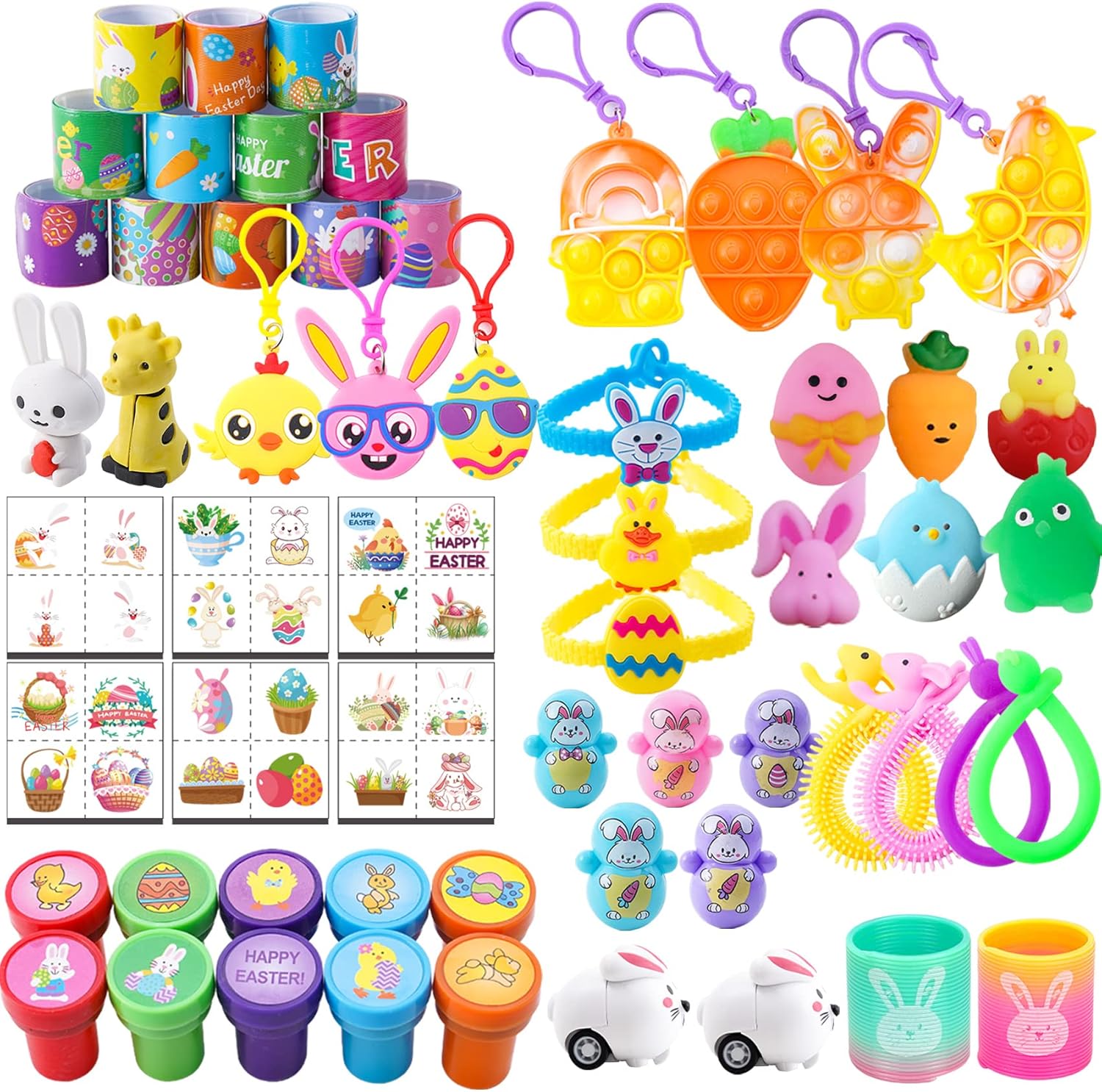 YiYLunneo 100 Pcs Easter Egg Fillers, Easter Basket Stuffers Fillers for Kids Boys Girls Easter Party Favors Assortment, Easter Eggs Hunt, Eas-ter Gift Goodie Bags Classroom Prize Supplies